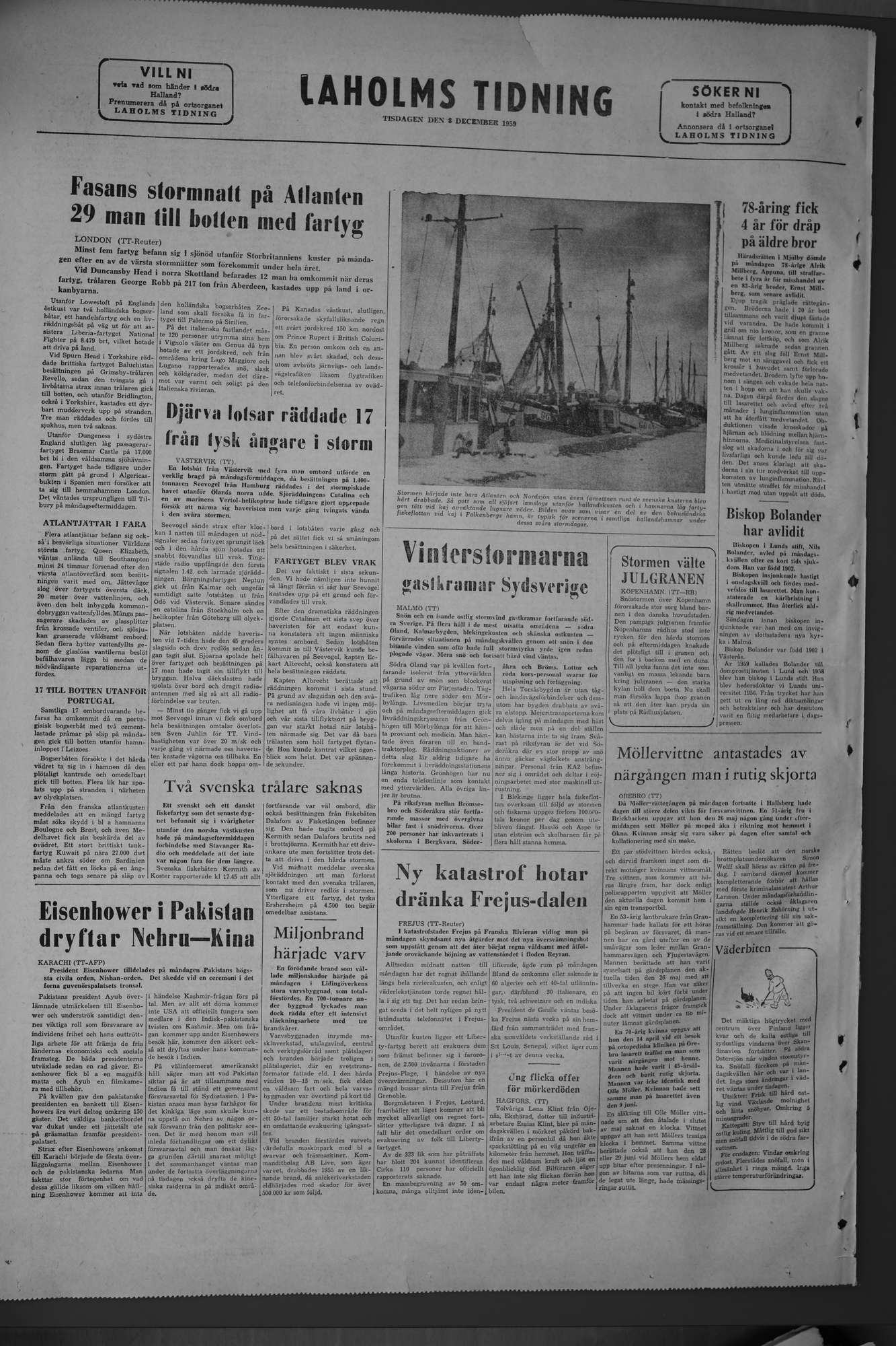 Laholms Tidning Tisdag 8 december 1959, sida 8