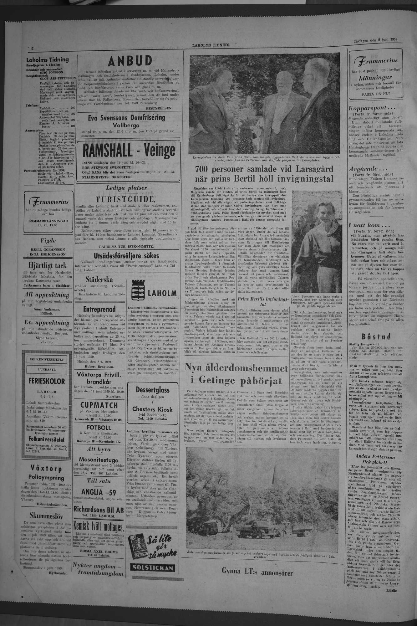 Laholms Tidning Tisdag 9 juni 1959, sida 2