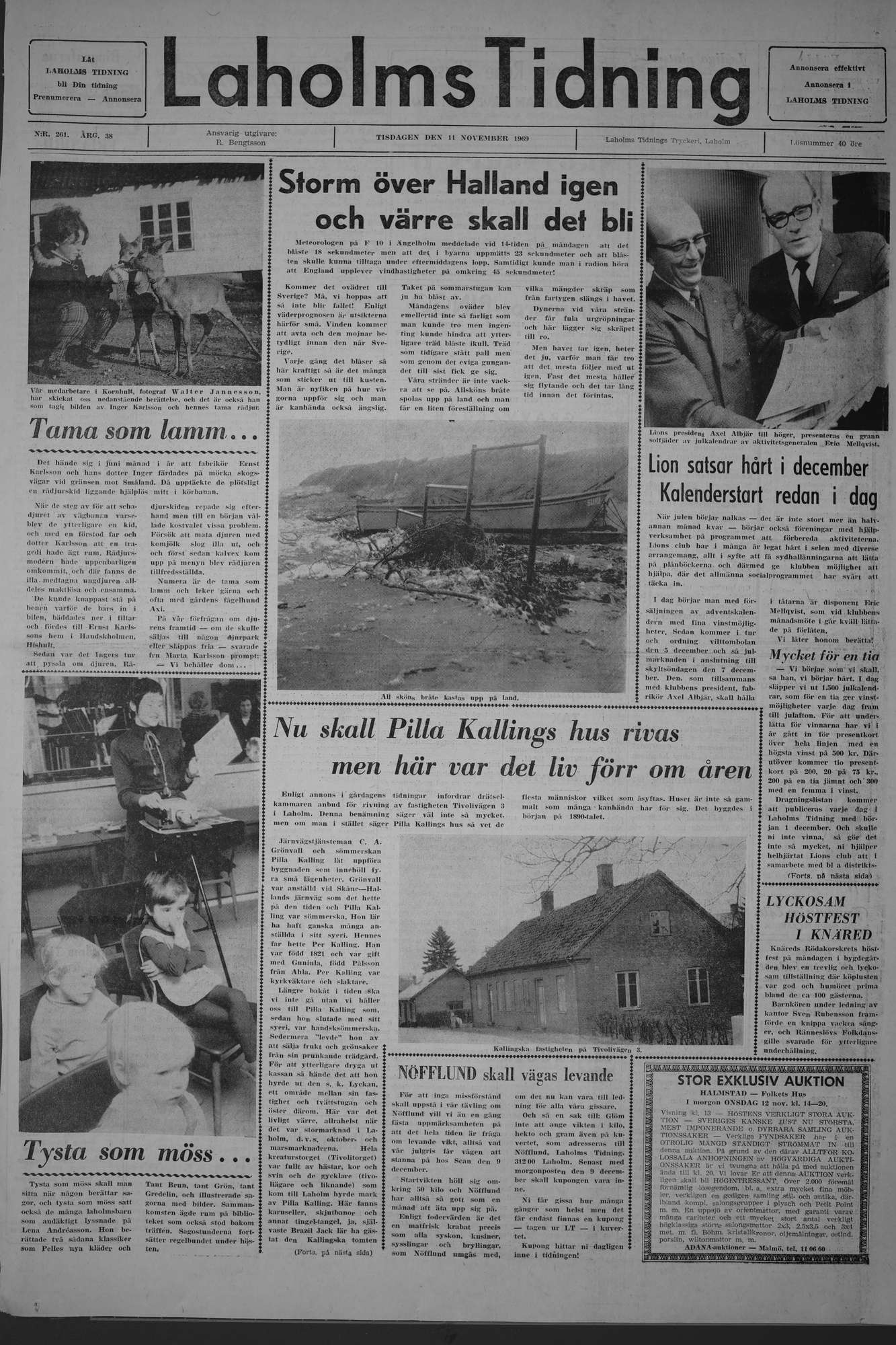 Laholms Tidning Tisdag 11 november 1969, sida 1