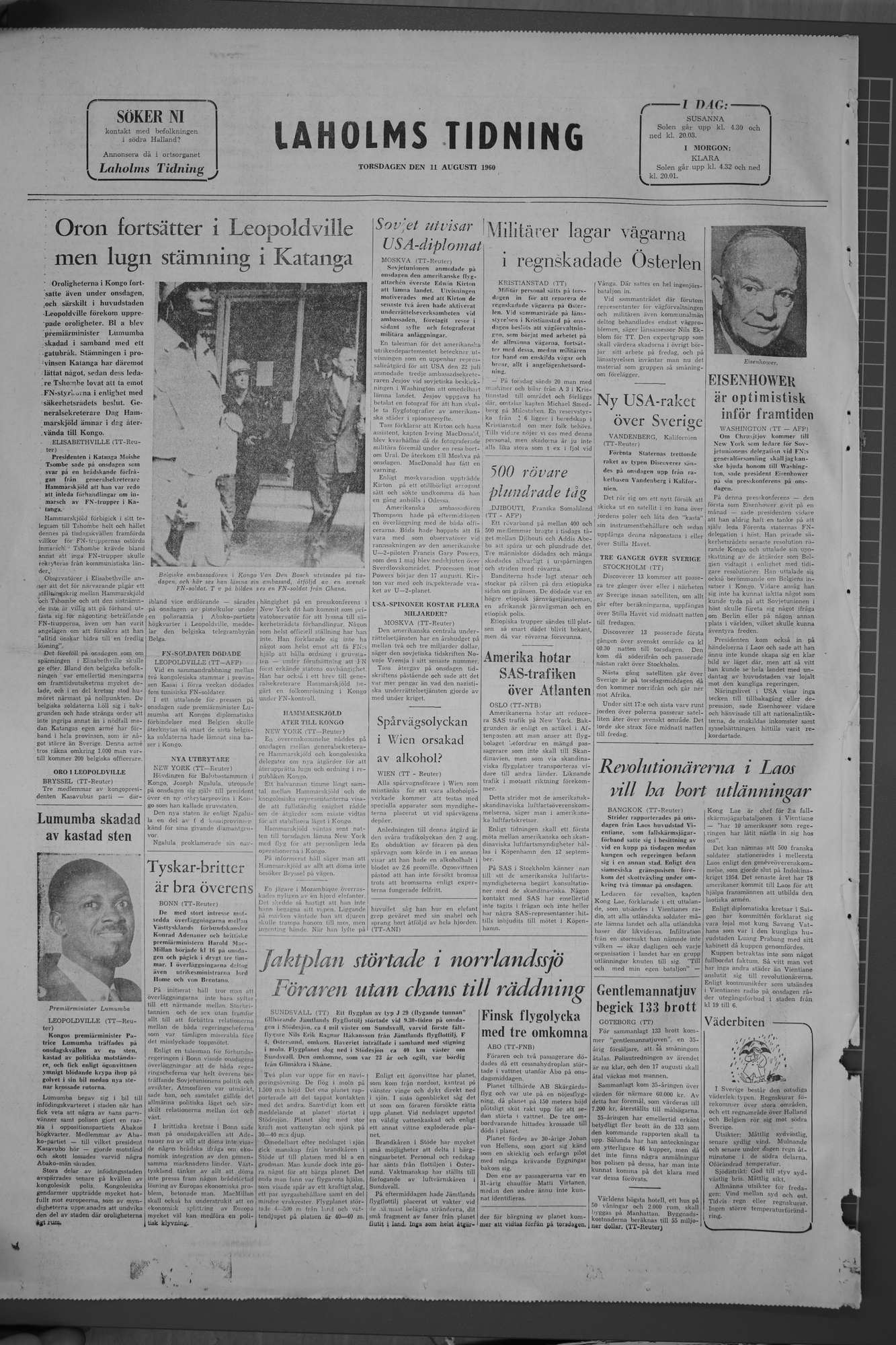 Laholms Tidning Torsdag 11 augusti 1960, sida 8