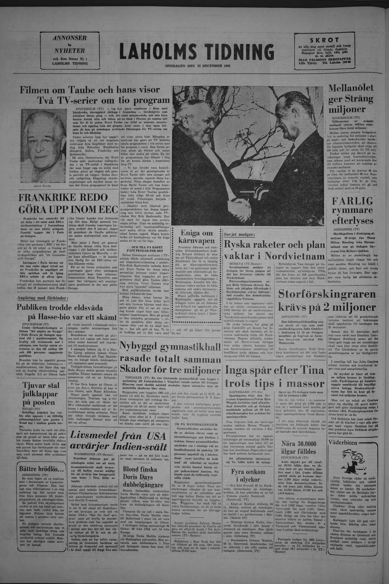 Laholms Tidning Onsdag 22 december 1965, sida 8