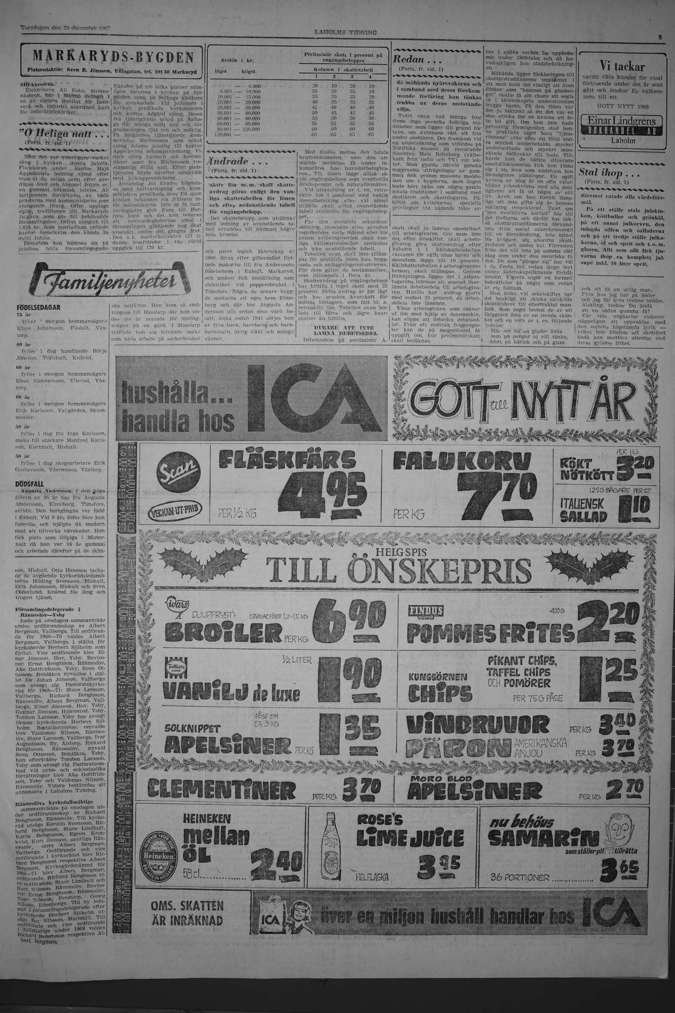 Laholms Tidning Torsdag 28 december 1967, sida 3