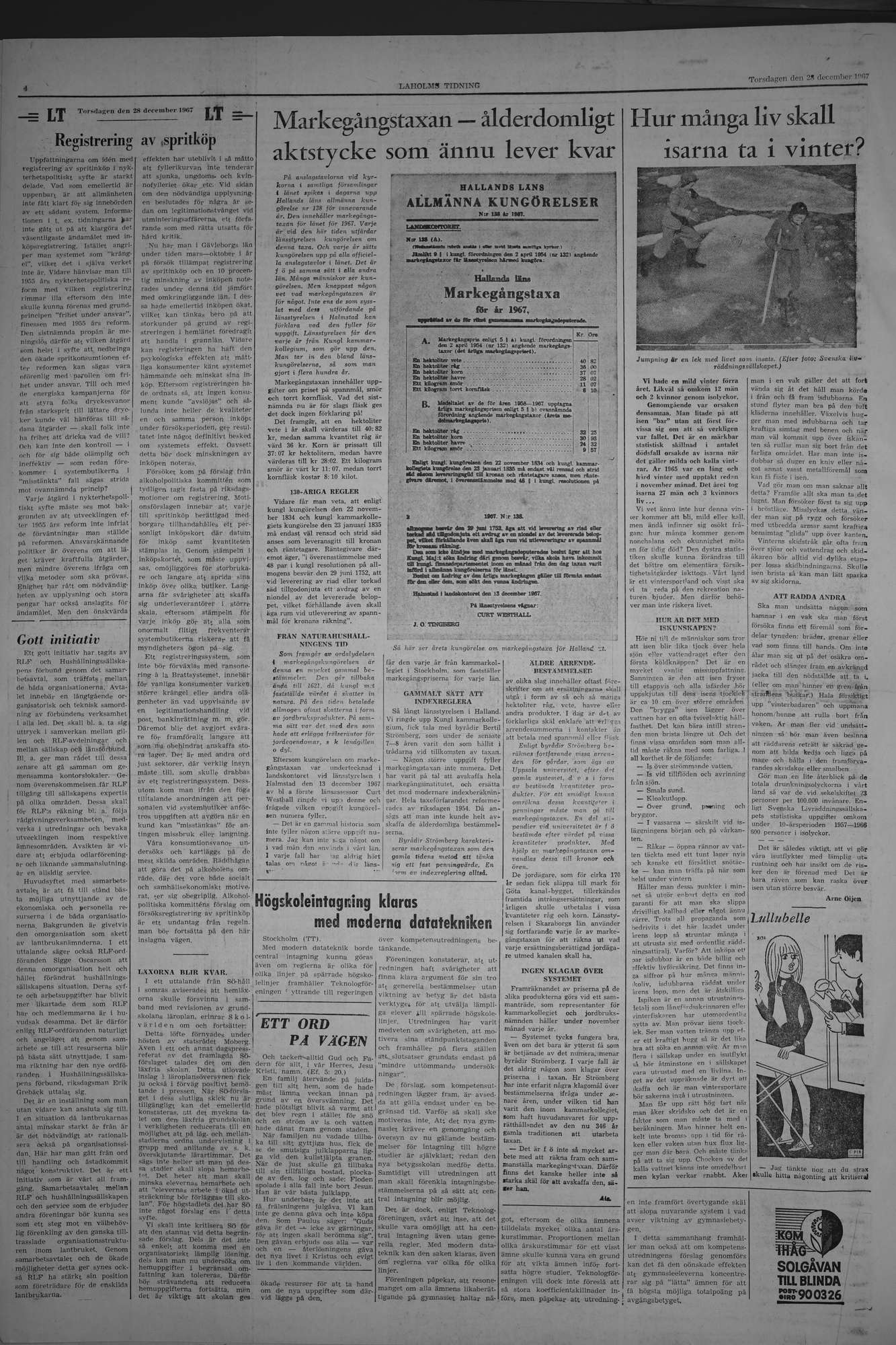 Laholms Tidning Torsdag 28 december 1967, sida 4