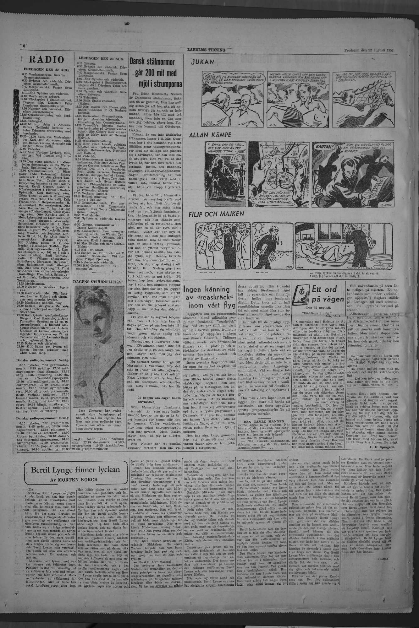 Laholms Tidning Fredag 22 augusti 1952, sida 6