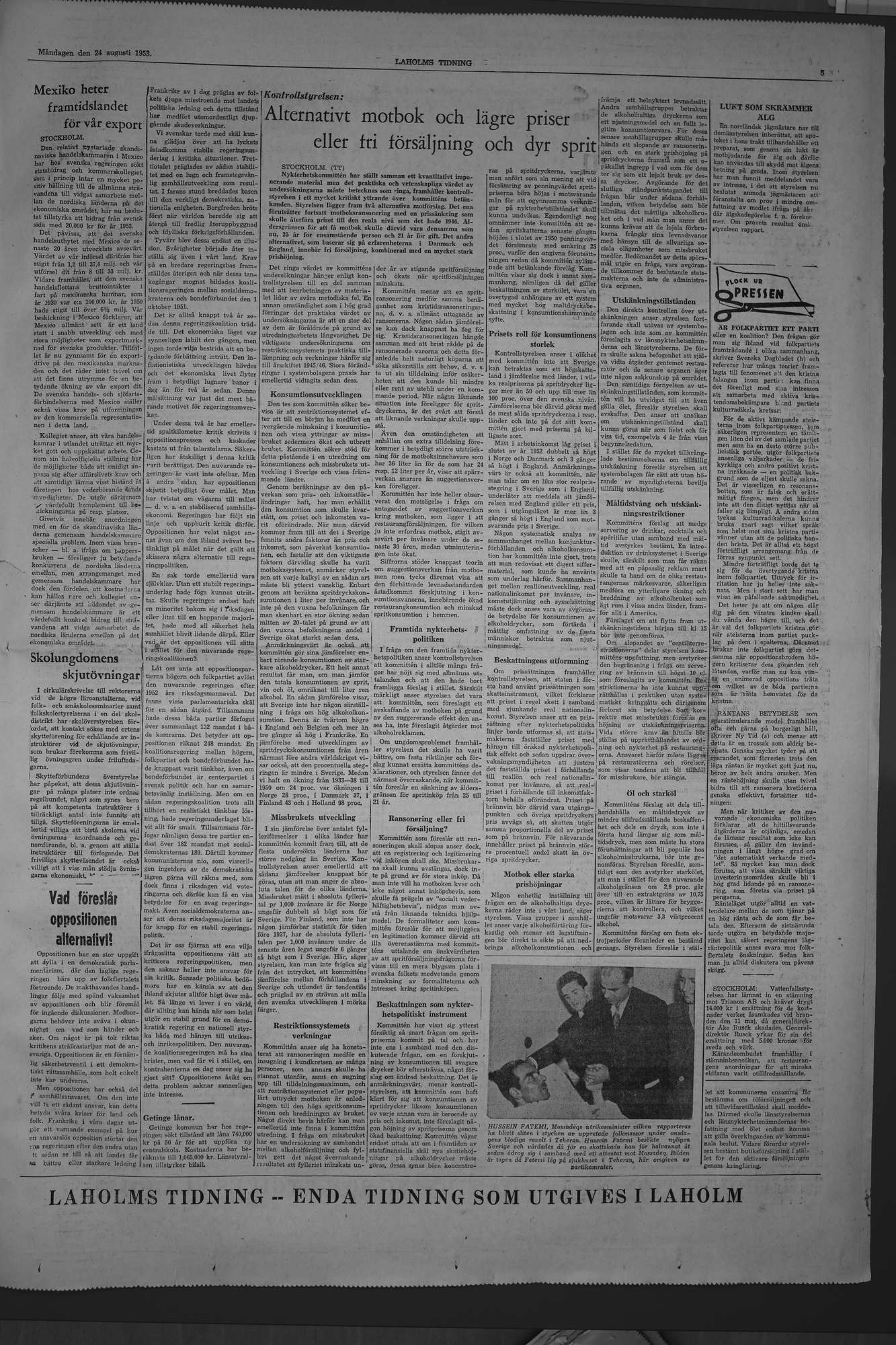 Laholms Tidning Måndag 24 augusti 1953, sida 5
