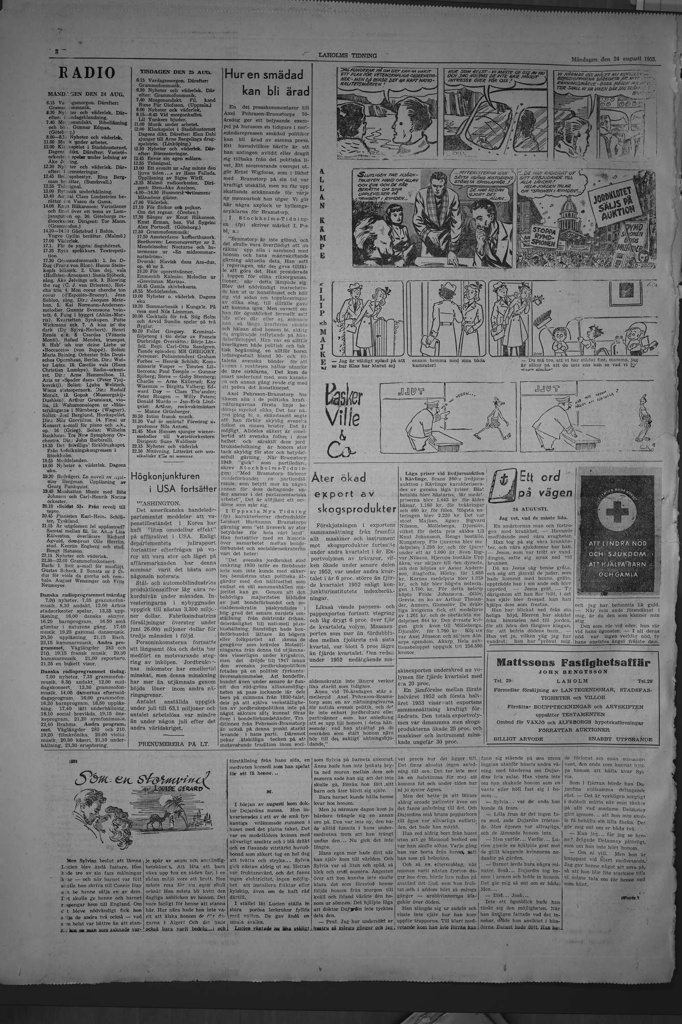 Laholms Tidning Måndag 24 augusti 1953, sida 8