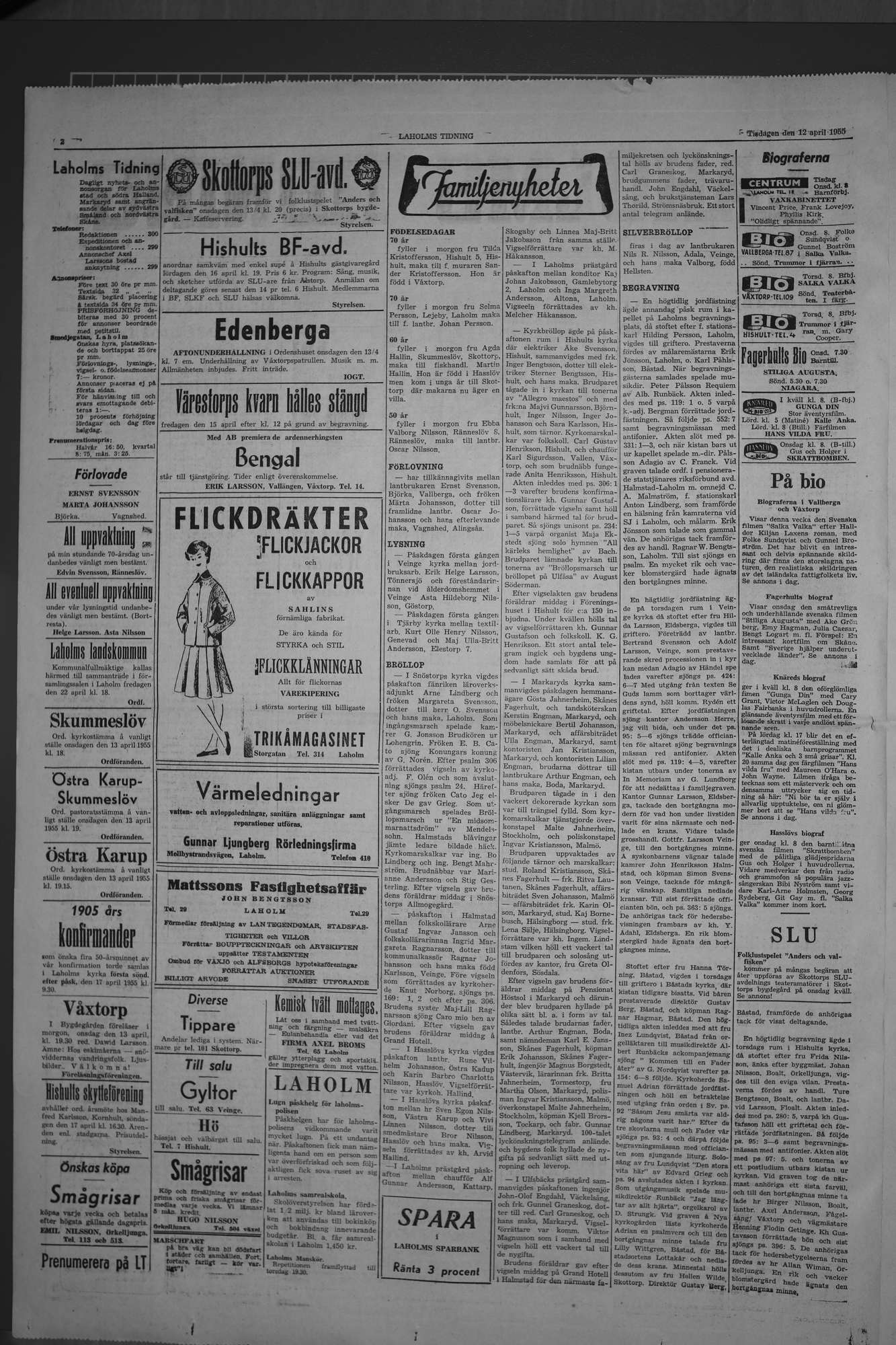 Laholms Tidning Tisdag 12 april 1955, sida 2