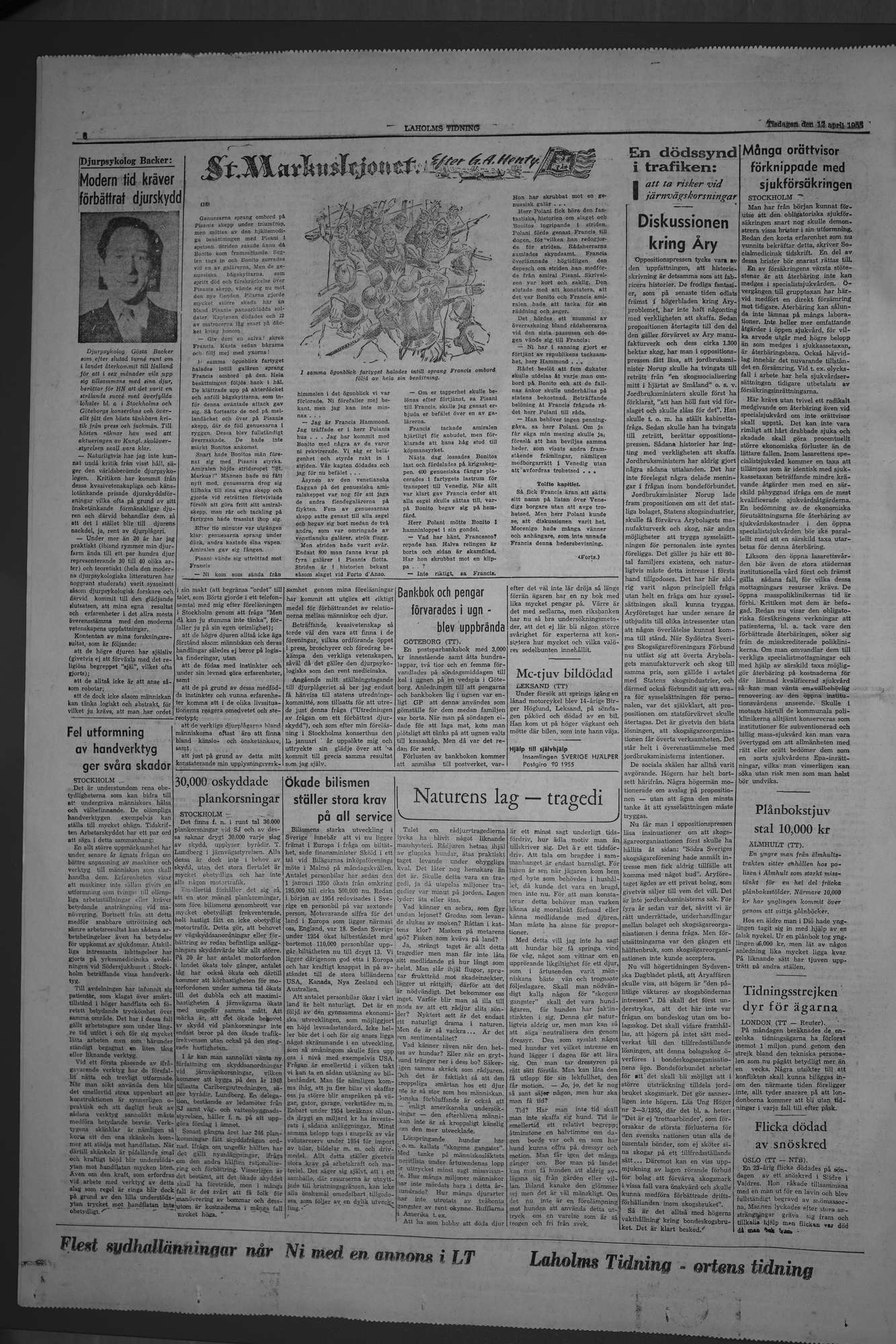 Laholms Tidning Tisdag 12 april 1955, sida 6