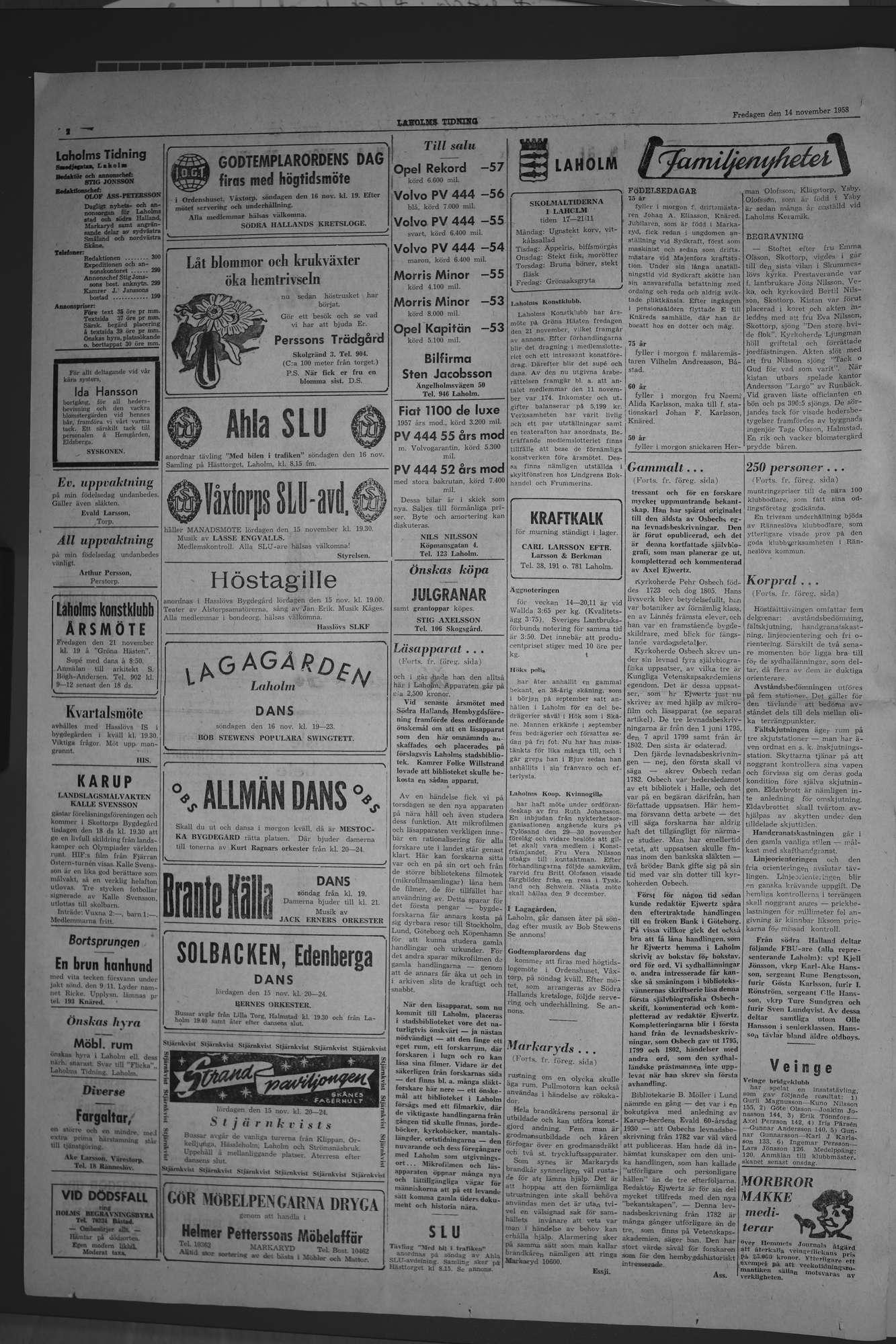 Laholms Tidning Fredag 14 november 1958, sida 2