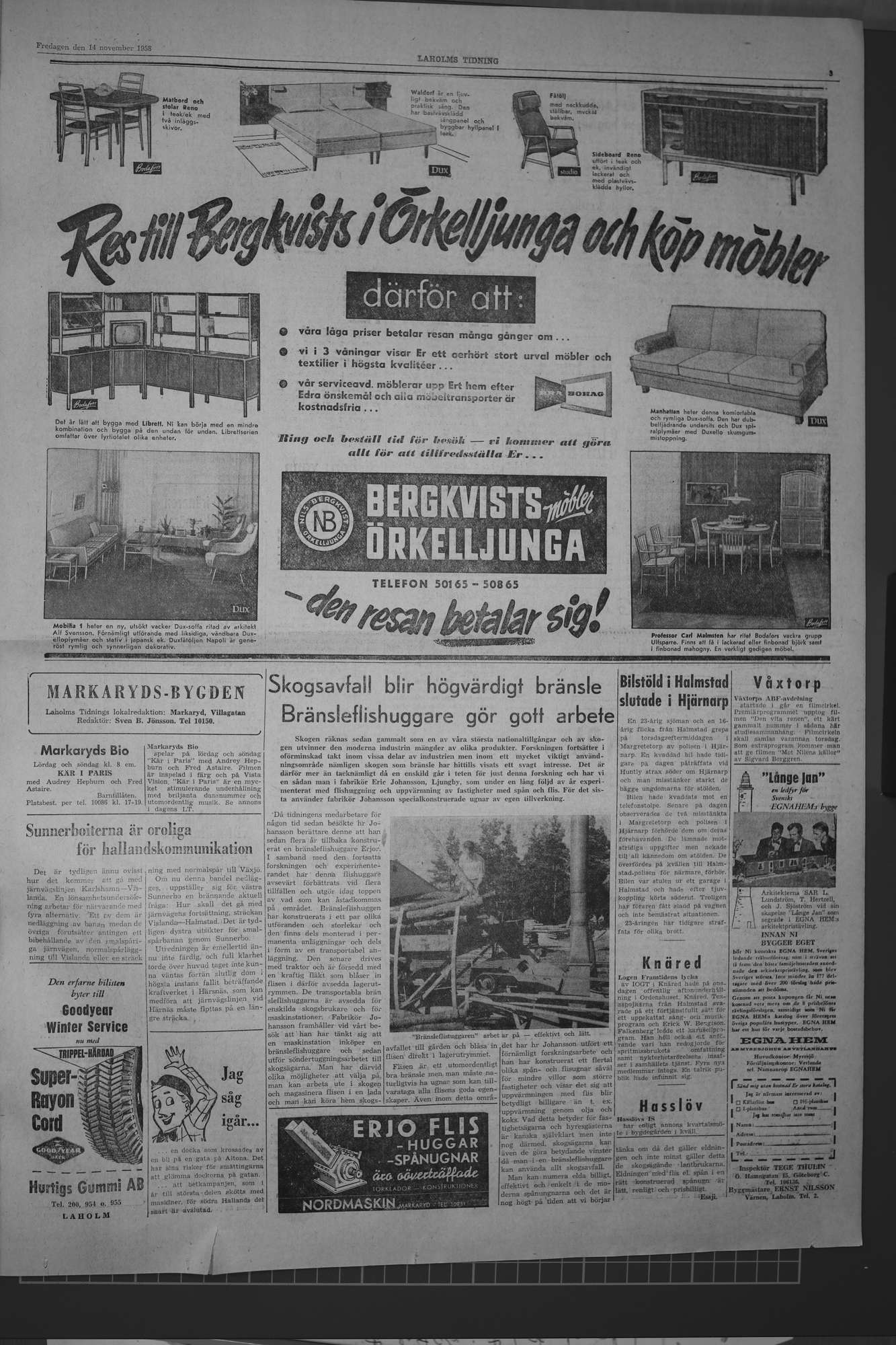 Laholms Tidning Fredag 14 november 1958, sida 3