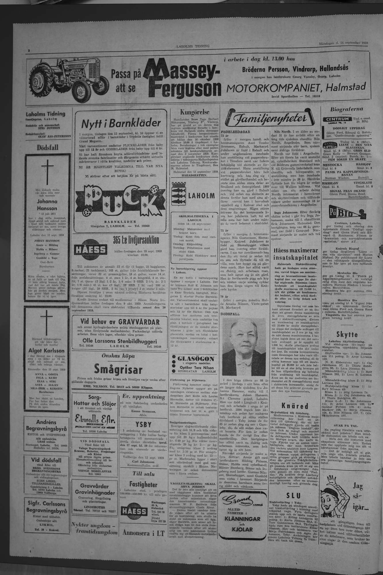 Laholms Tidning Måndag 14 september 1959, sida 2