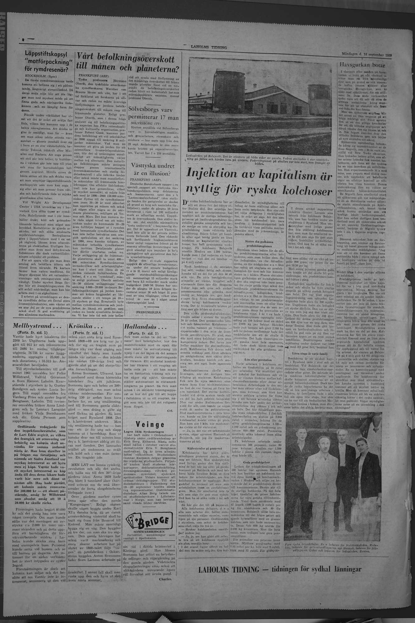 Laholms Tidning Måndag 14 september 1959, sida 4