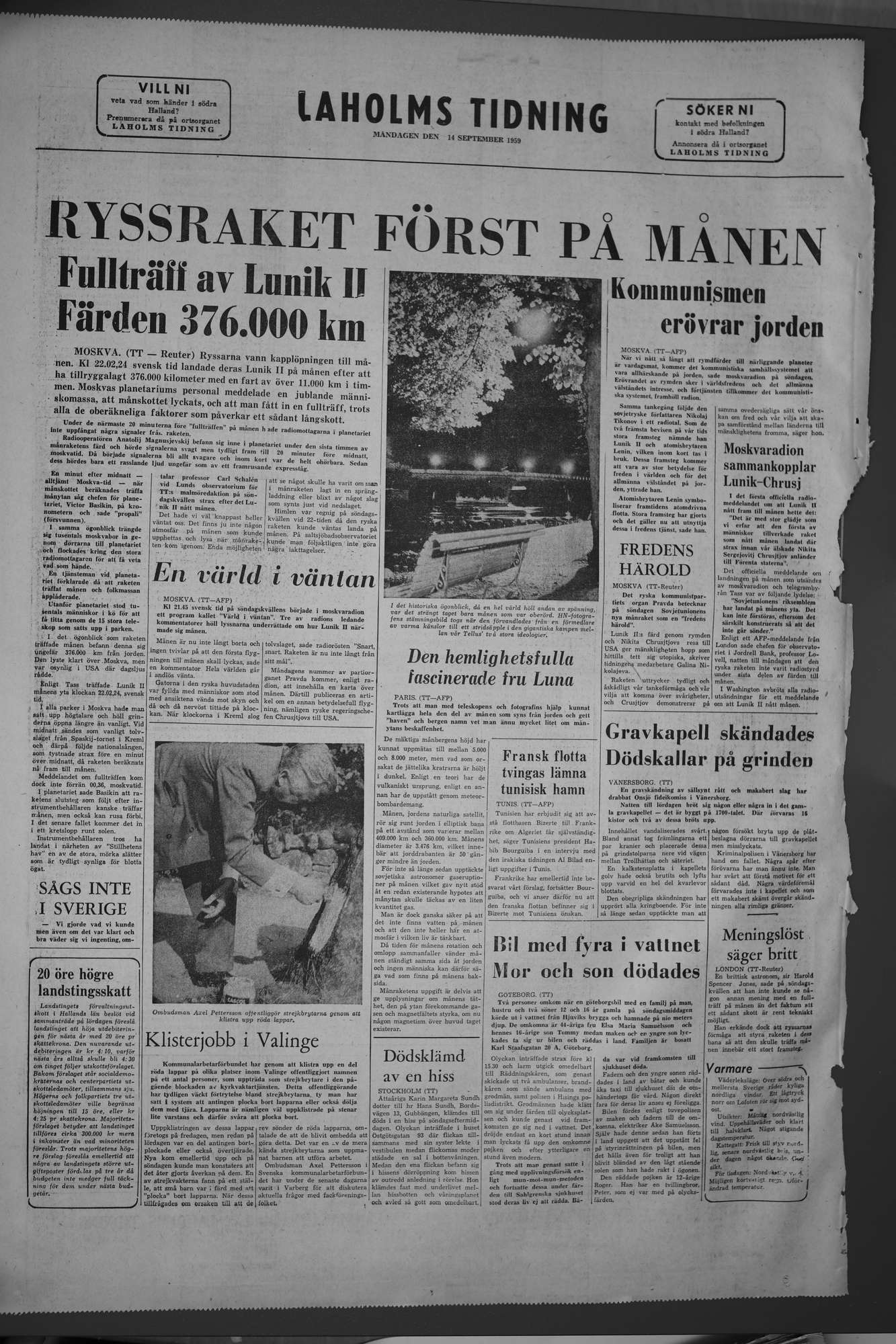Laholms Tidning Måndag 14 september 1959, sida 8