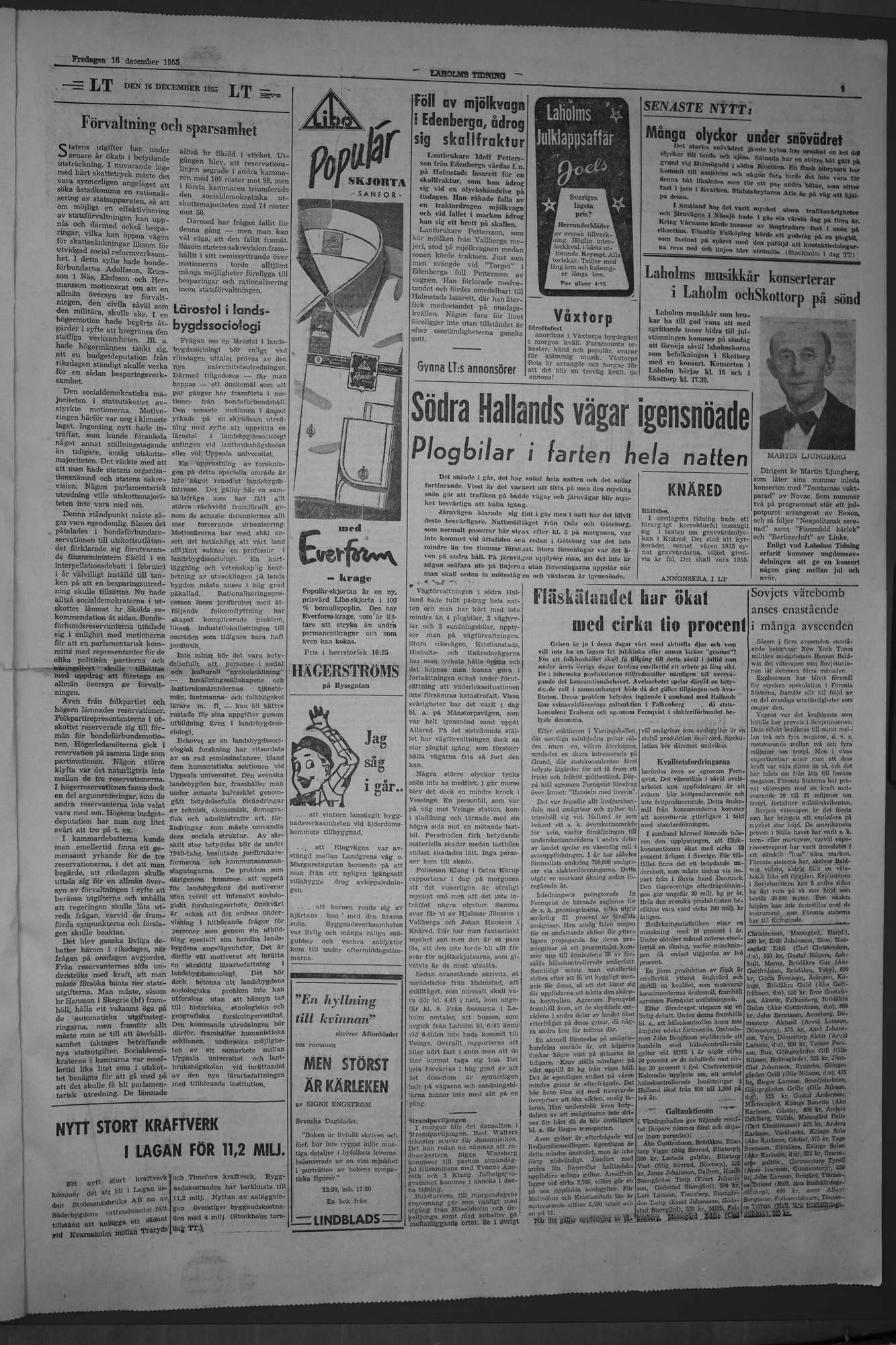 Laholms Tidning Fredag 16 december 1955, sida 3