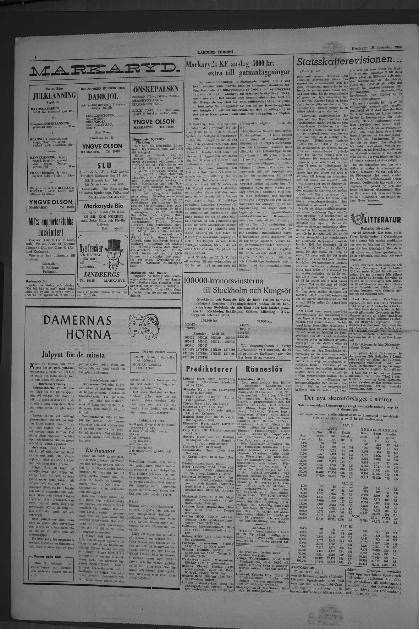 Laholms Tidning Fredag 16 december 1955, sida 4