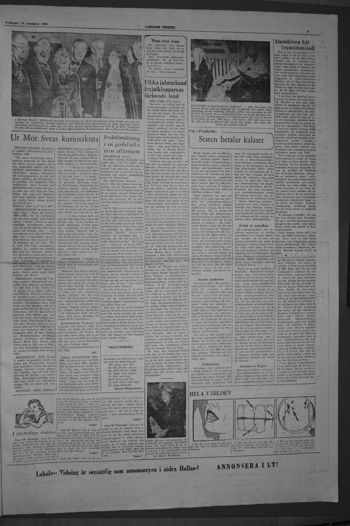 Laholms Tidning Fredag 16 december 1955, sida 5