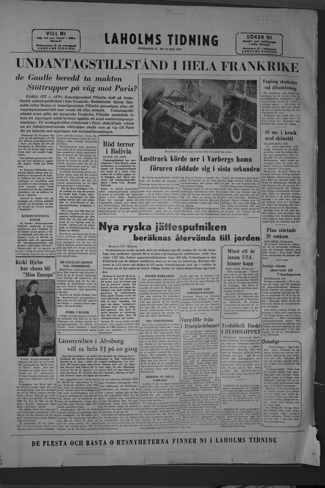 Laholms Tidning Fredag 16 maj 1958, sida 8