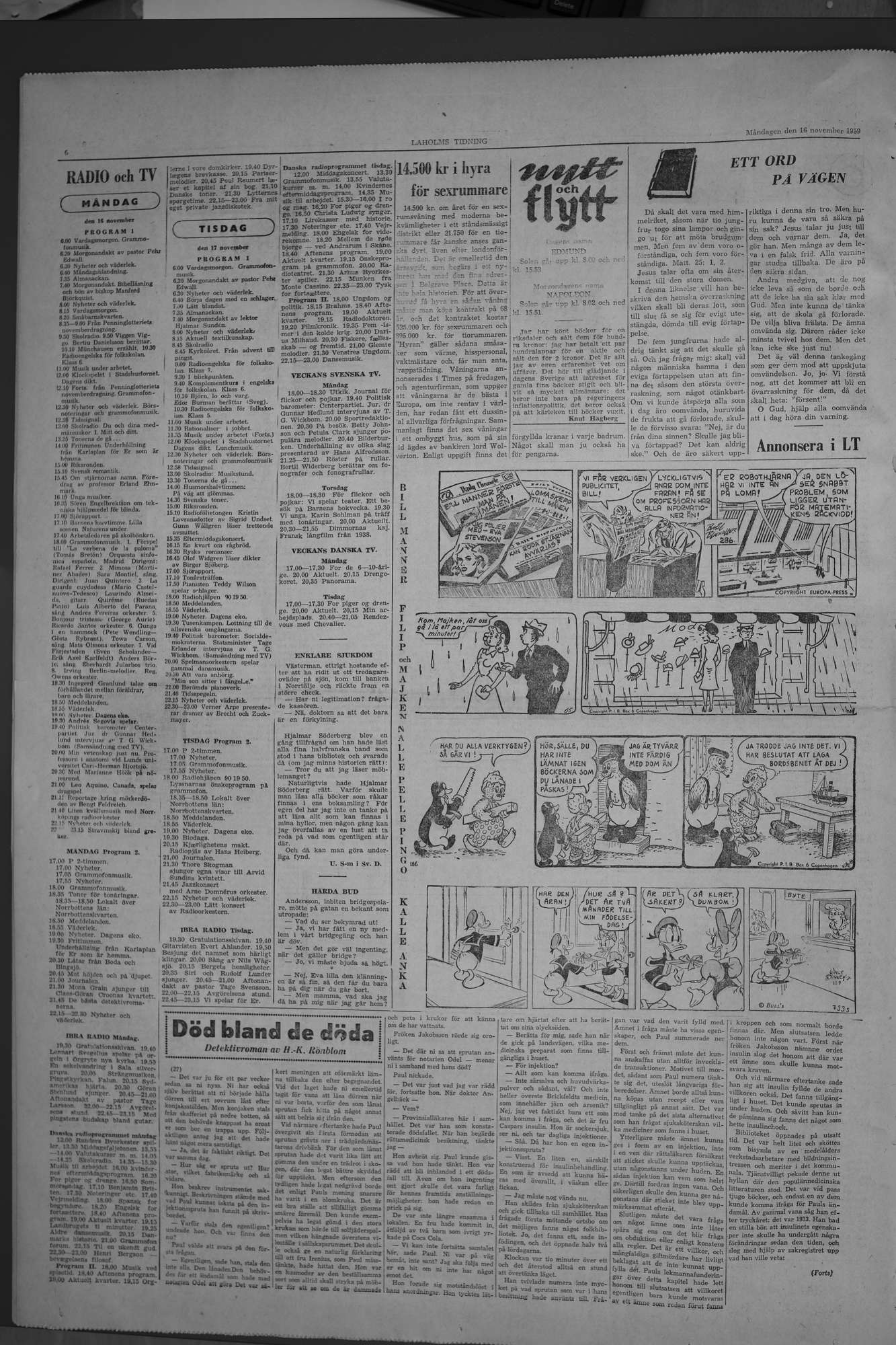 Laholms Tidning Måndag 16 november 1959, sida 6