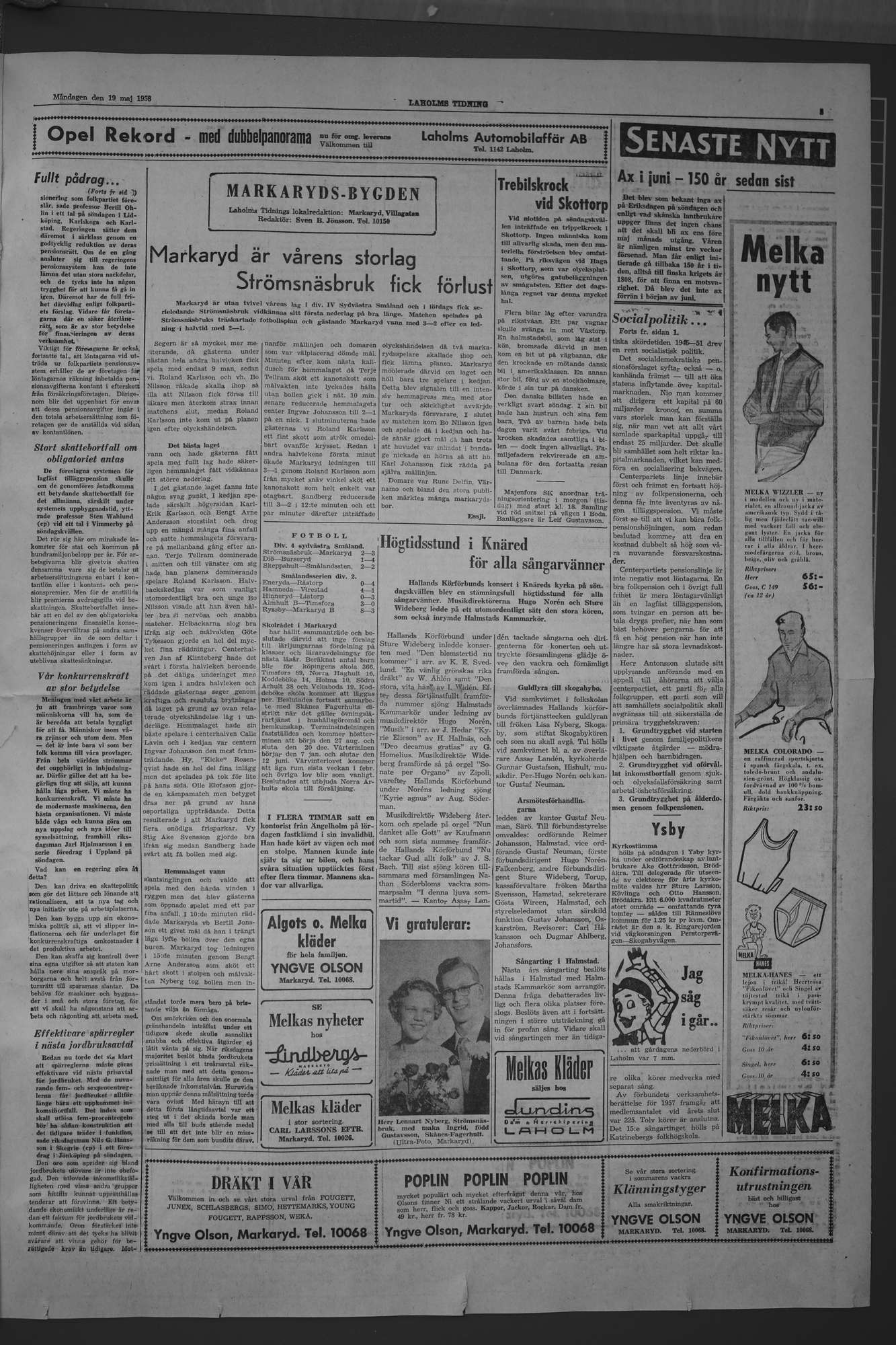 Laholms Tidning Måndag 19 maj 1958, sida 3