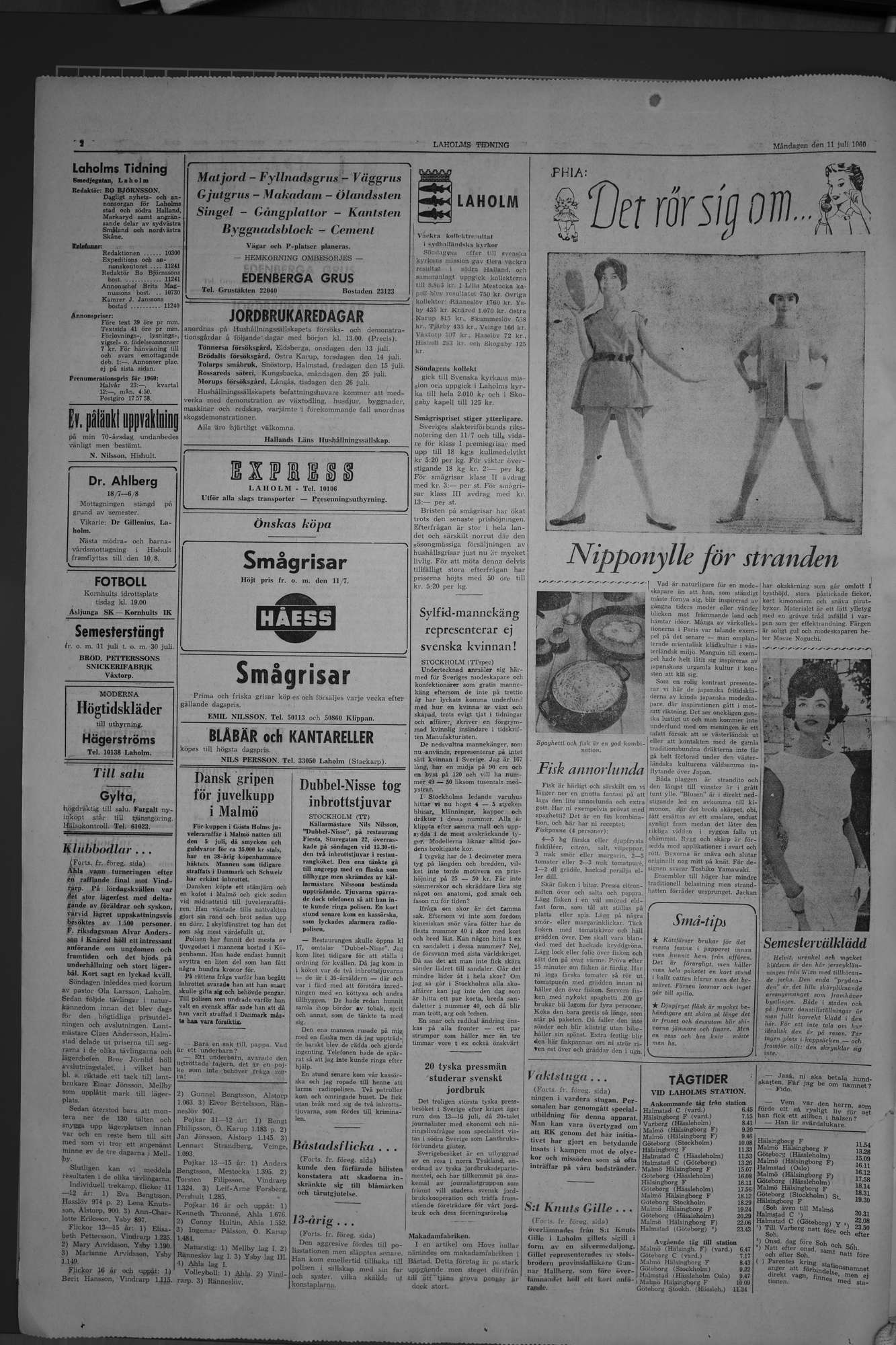 Laholms Tidning Måndag 11 juli 1960, sida 2