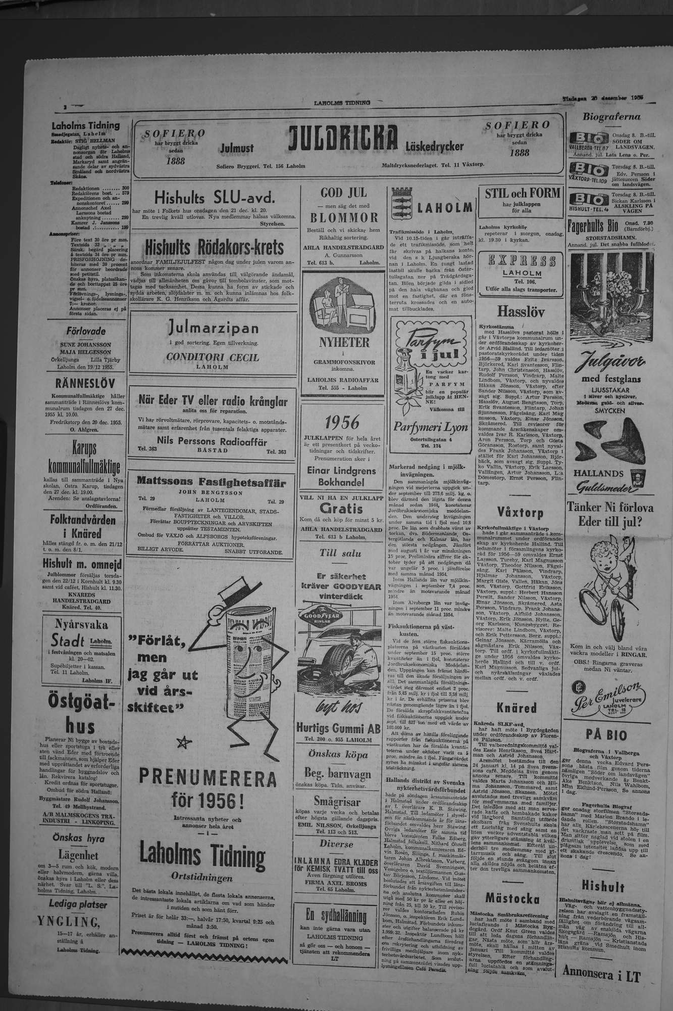 Laholms Tidning Tisdag 20 december 1955, sida 2