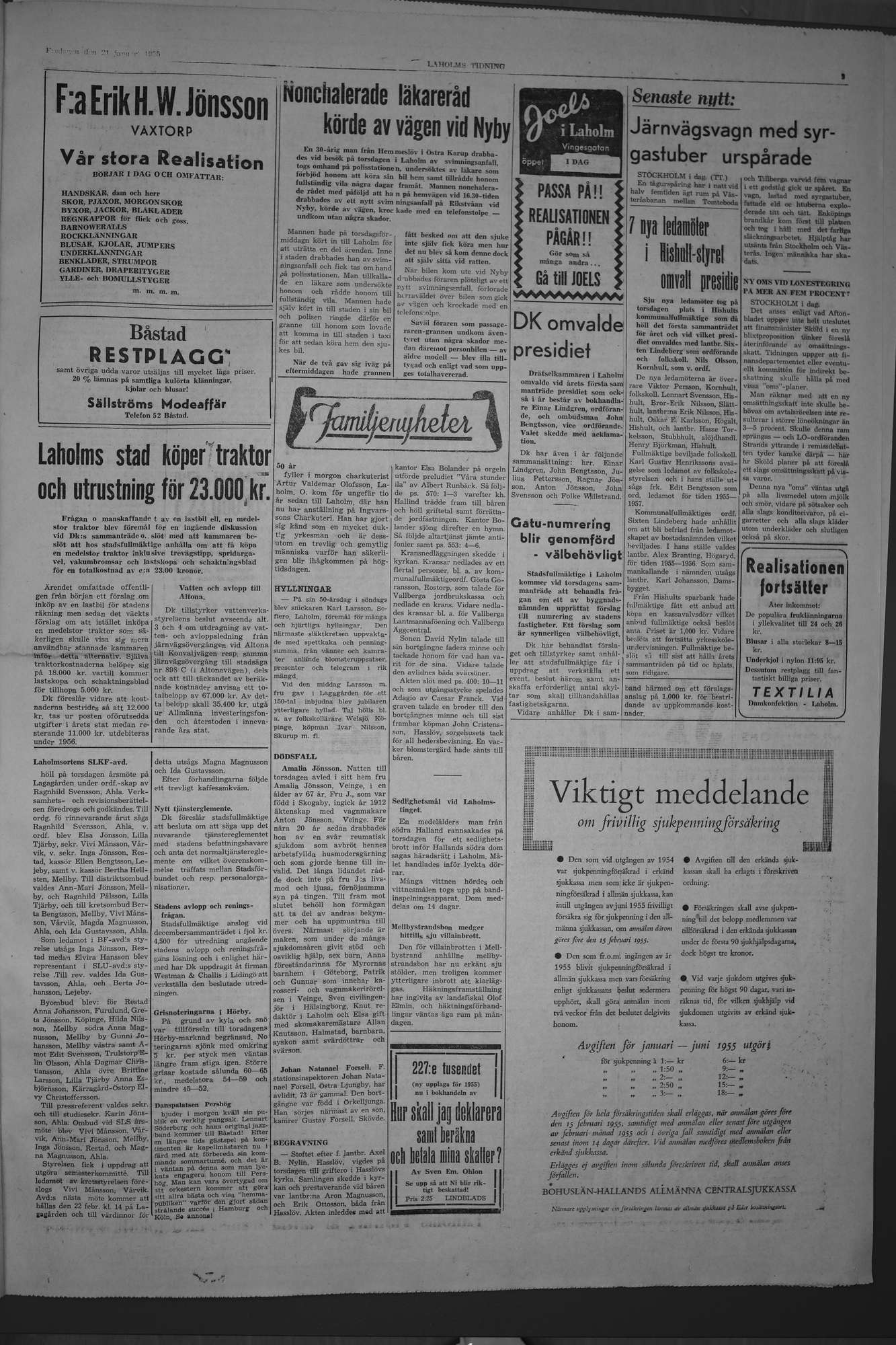 Laholms Tidning Fredag 21 januari 1955, sida 3