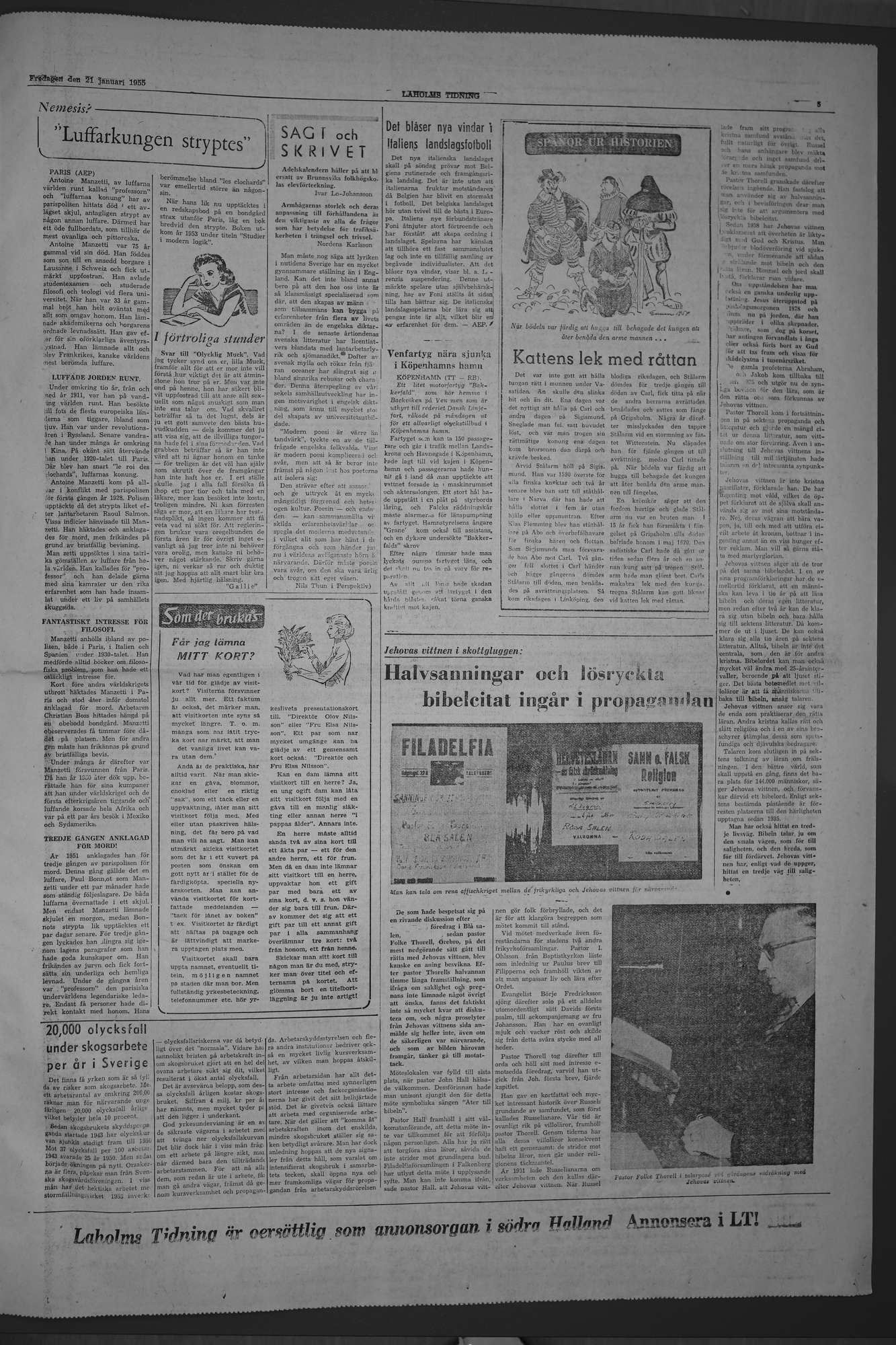 Laholms Tidning Fredag 21 januari 1955, sida 5