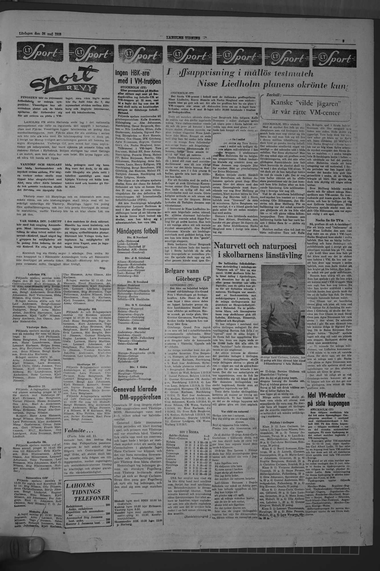 Laholms Tidning Lördag 24 maj 1958, sida 5