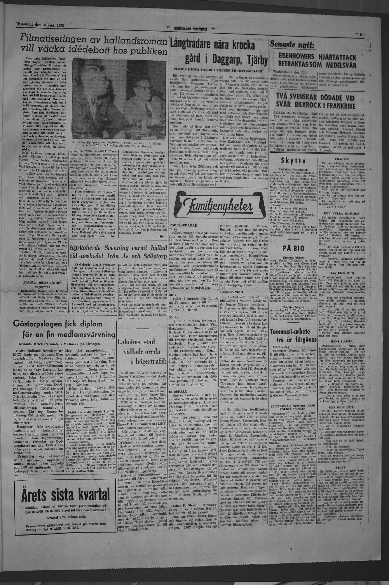 Laholms Tidning Måndag 26 september 1955, sida 3