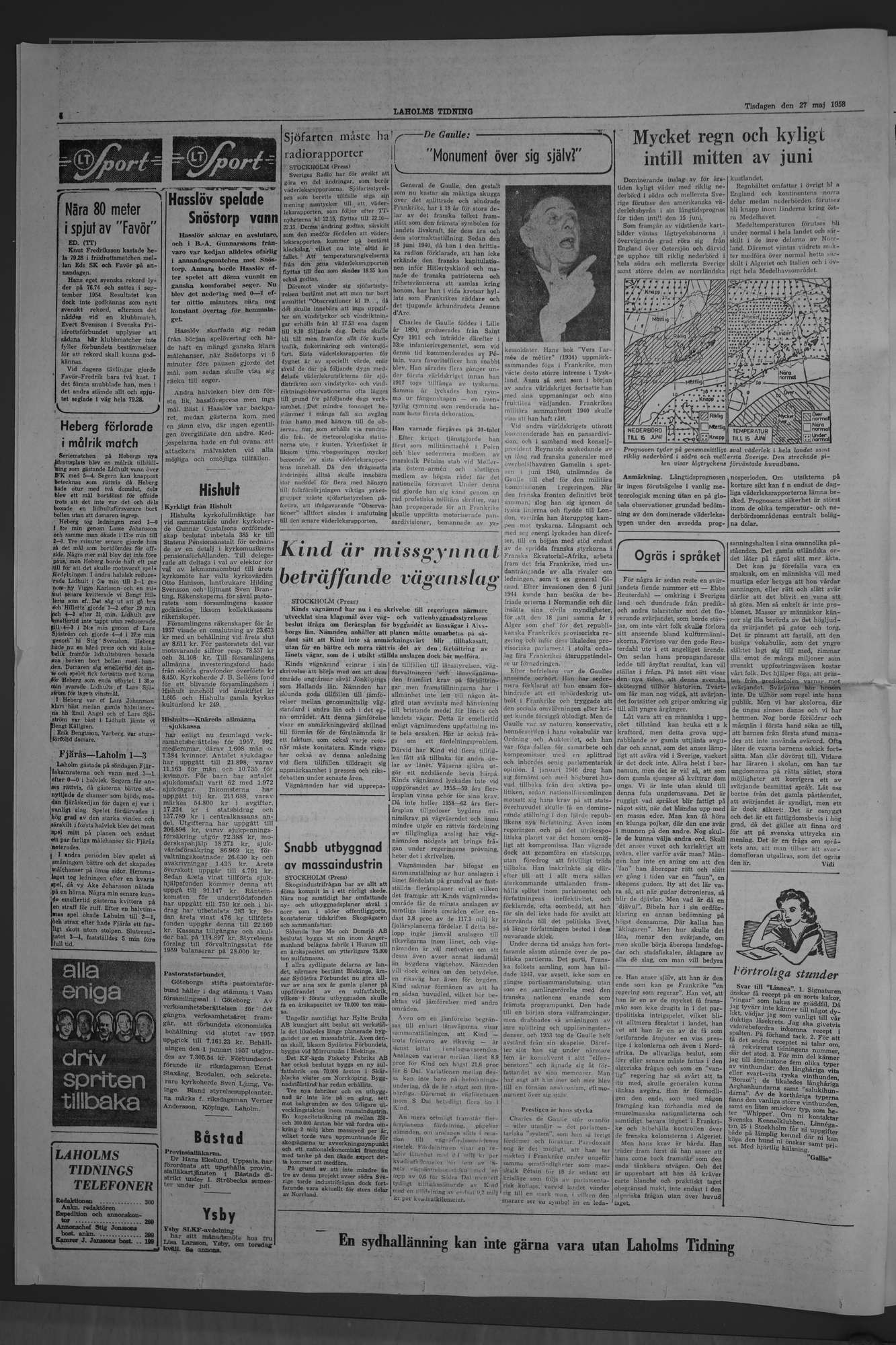 Laholms Tidning Tisdag 27 maj 1958, sida 4