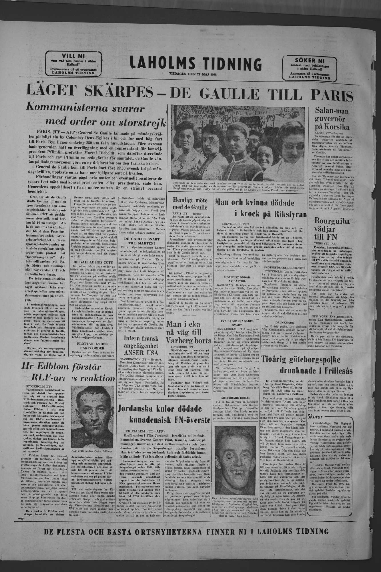 Laholms Tidning Tisdag 27 maj 1958, sida 8