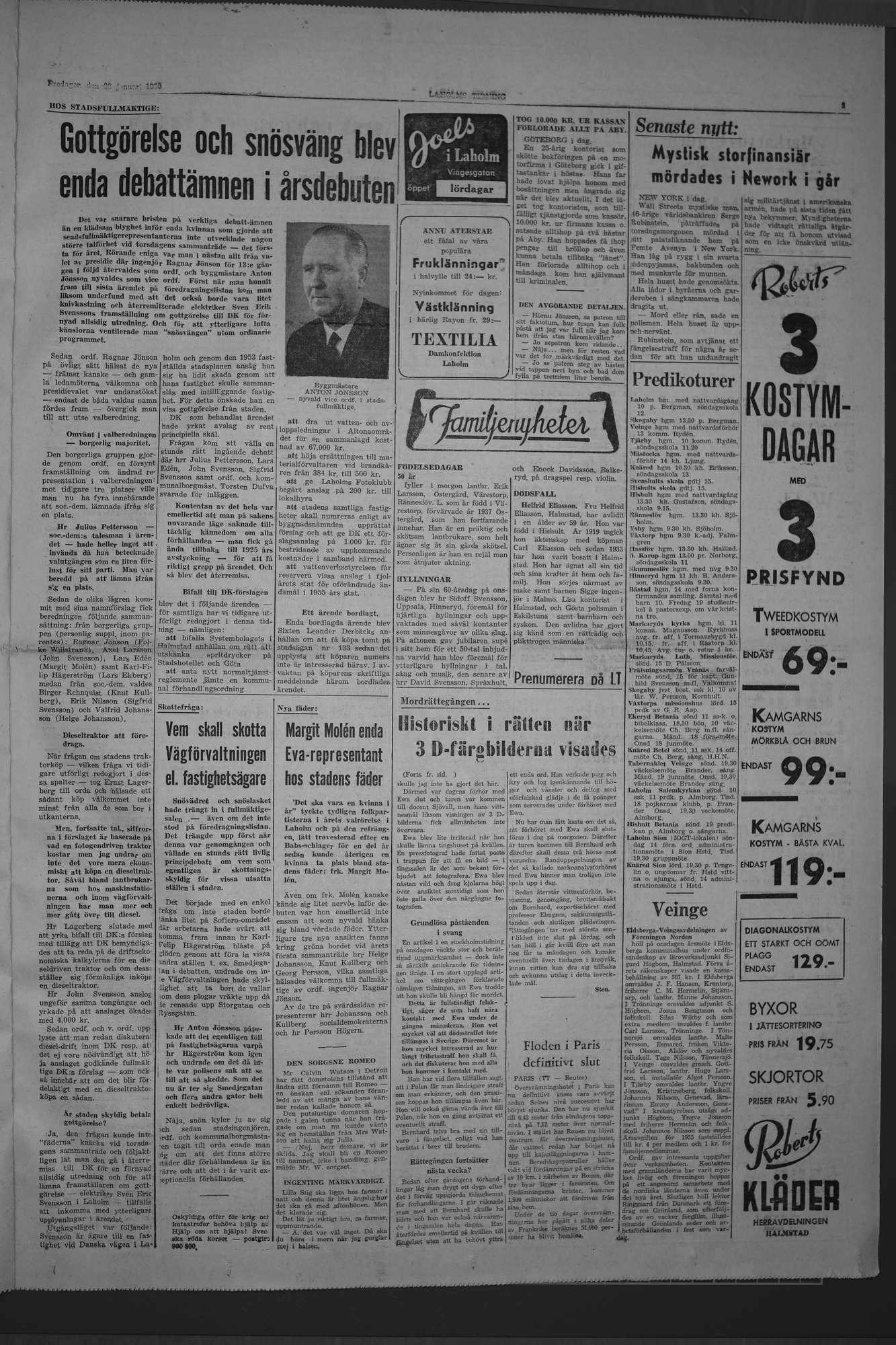 Laholms Tidning Fredag 28 januari 1955, sida 3