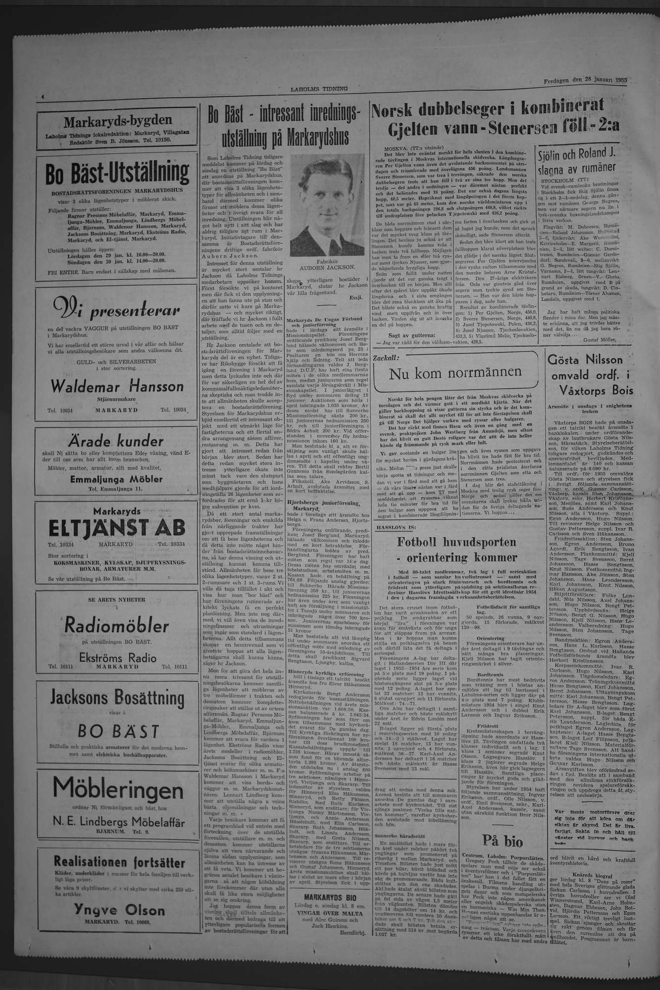 Laholms Tidning Fredag 28 januari 1955, sida 4