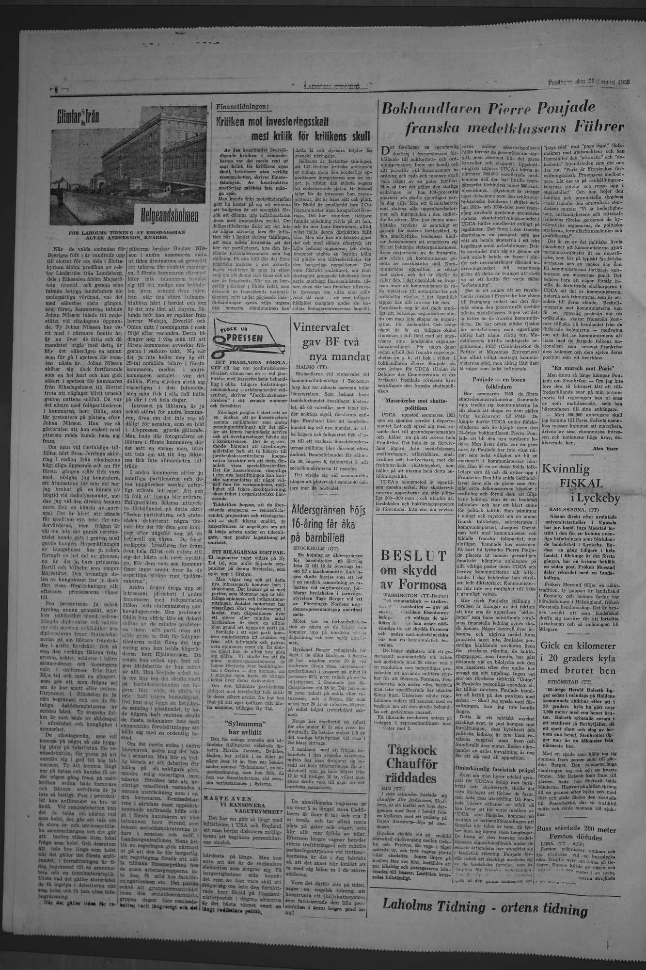 Laholms Tidning Fredag 28 januari 1955, sida 6