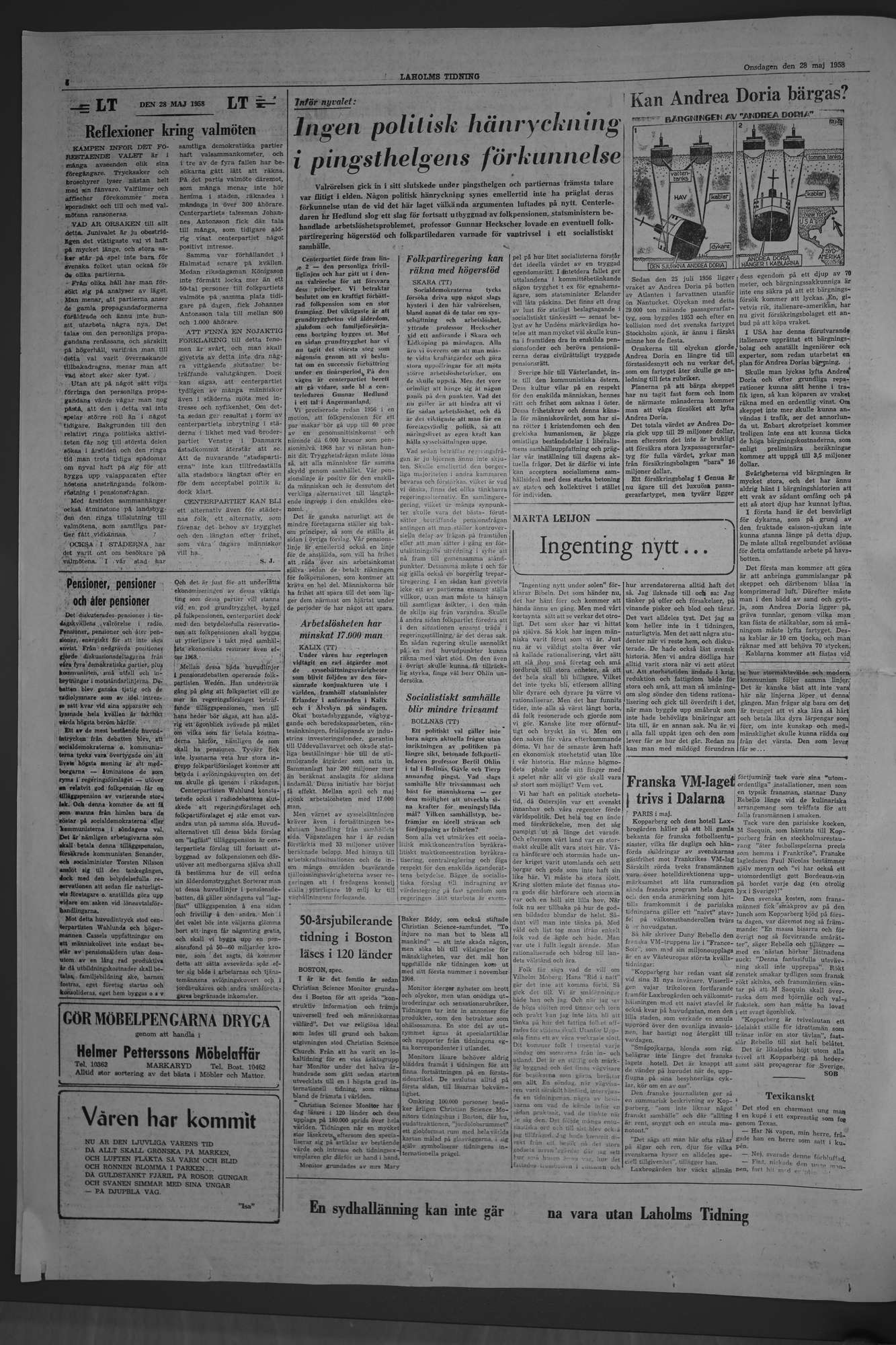 Laholms Tidning Onsdag 28 maj 1958, sida 4
