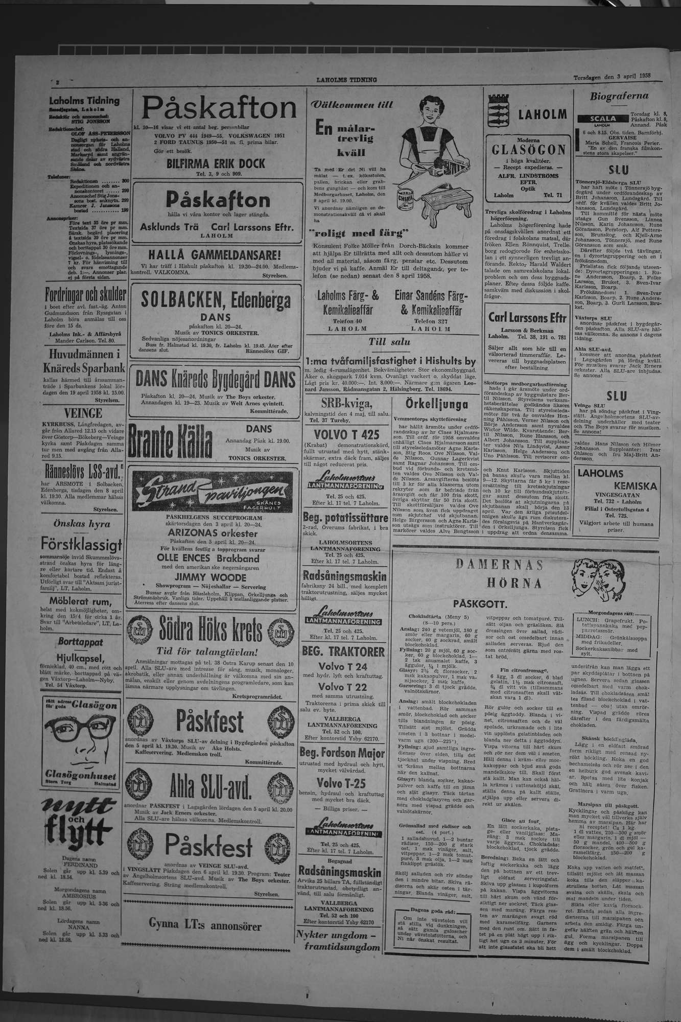 Laholms Tidning Torsdag 3 april 1958, sida 2