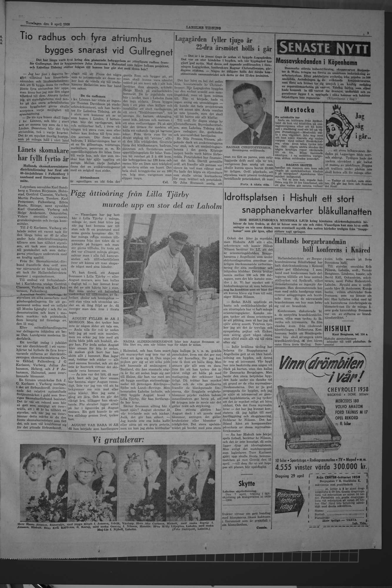 Laholms Tidning Torsdag 3 april 1958, sida 3