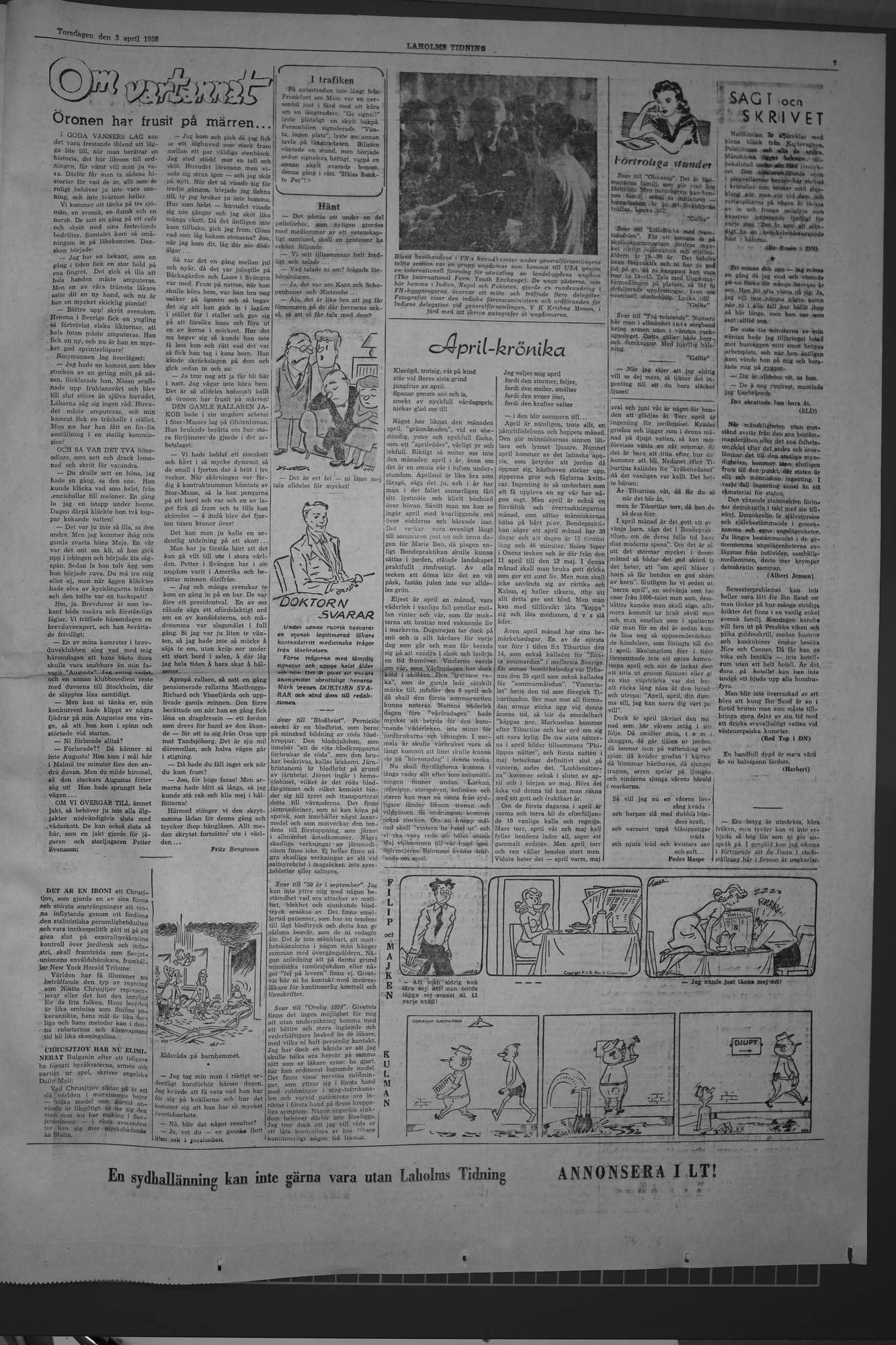 Laholms Tidning Torsdag 3 april 1958, sida 7