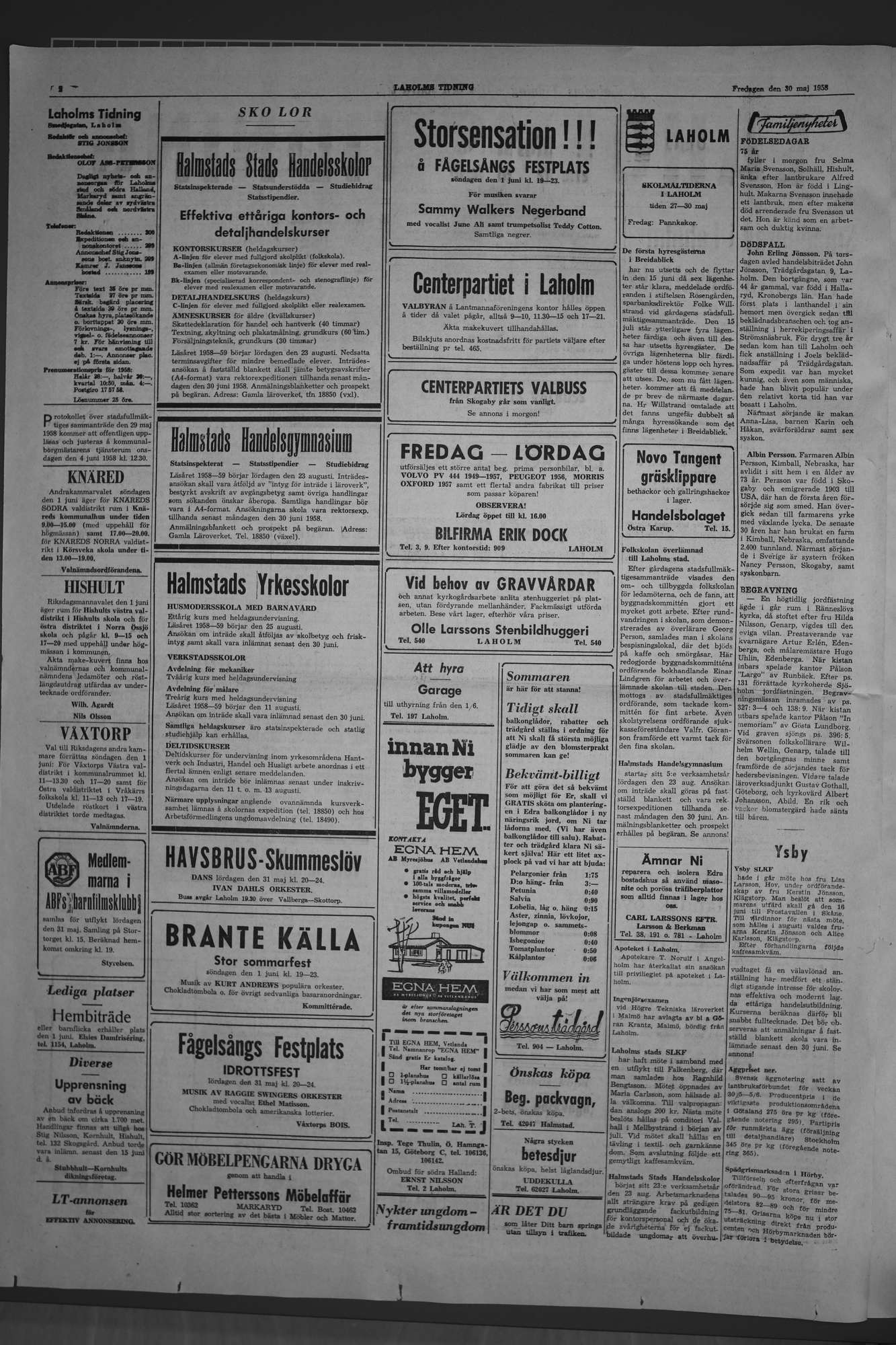 Laholms Tidning Fredag 30 maj 1958, sida 2