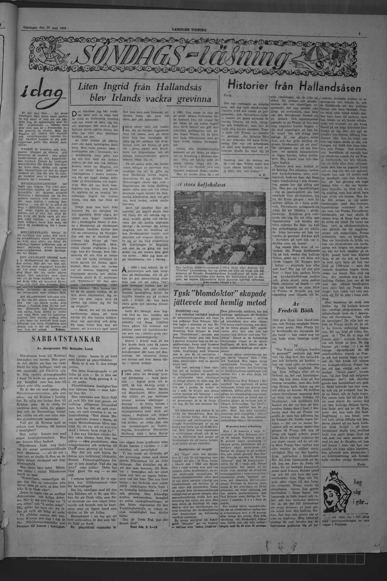 Laholms Tidning Lördag 31 maj 1958, sida 5