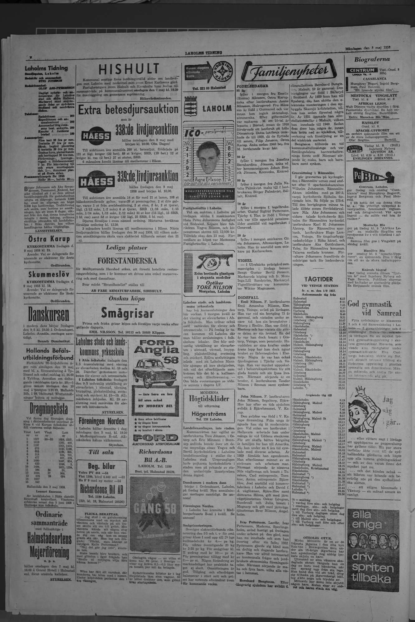Laholms Tidning Måndag 5 maj 1958, sida 2