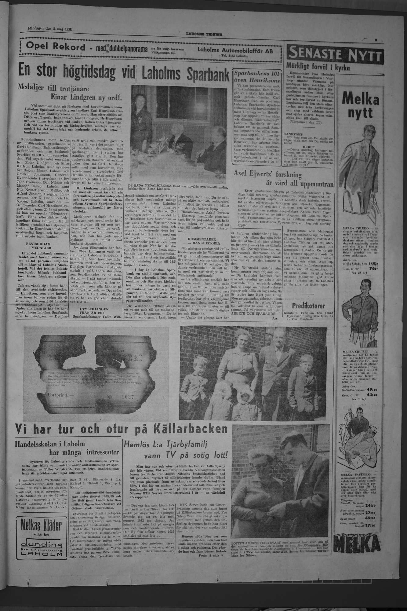 Laholms Tidning Måndag 5 maj 1958, sida 3