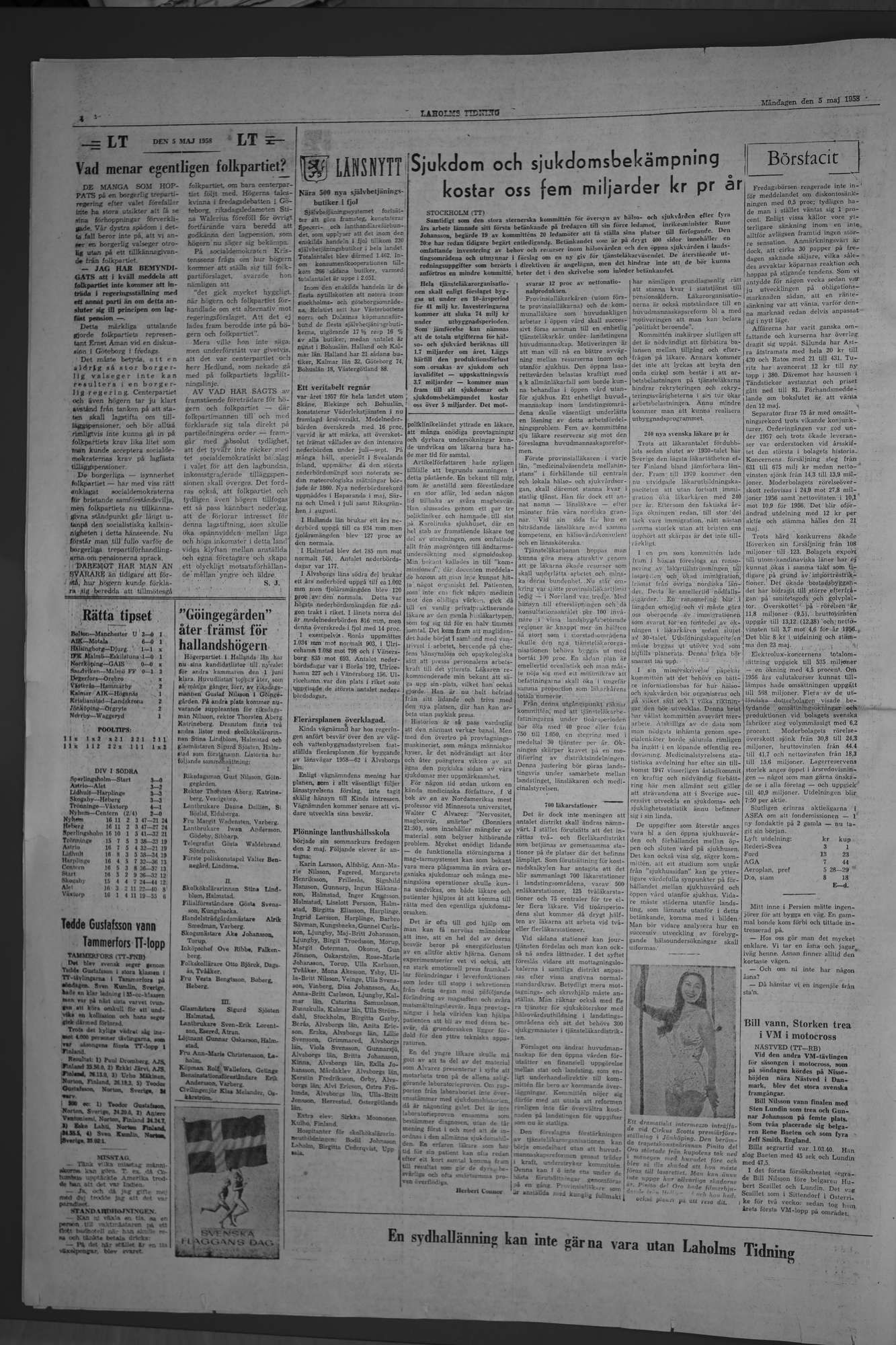 Laholms Tidning Måndag 5 maj 1958, sida 4