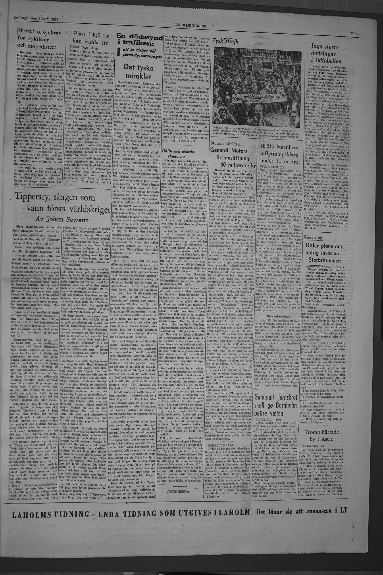 Laholms Tidning Måndag 5 september 1955, sida 5