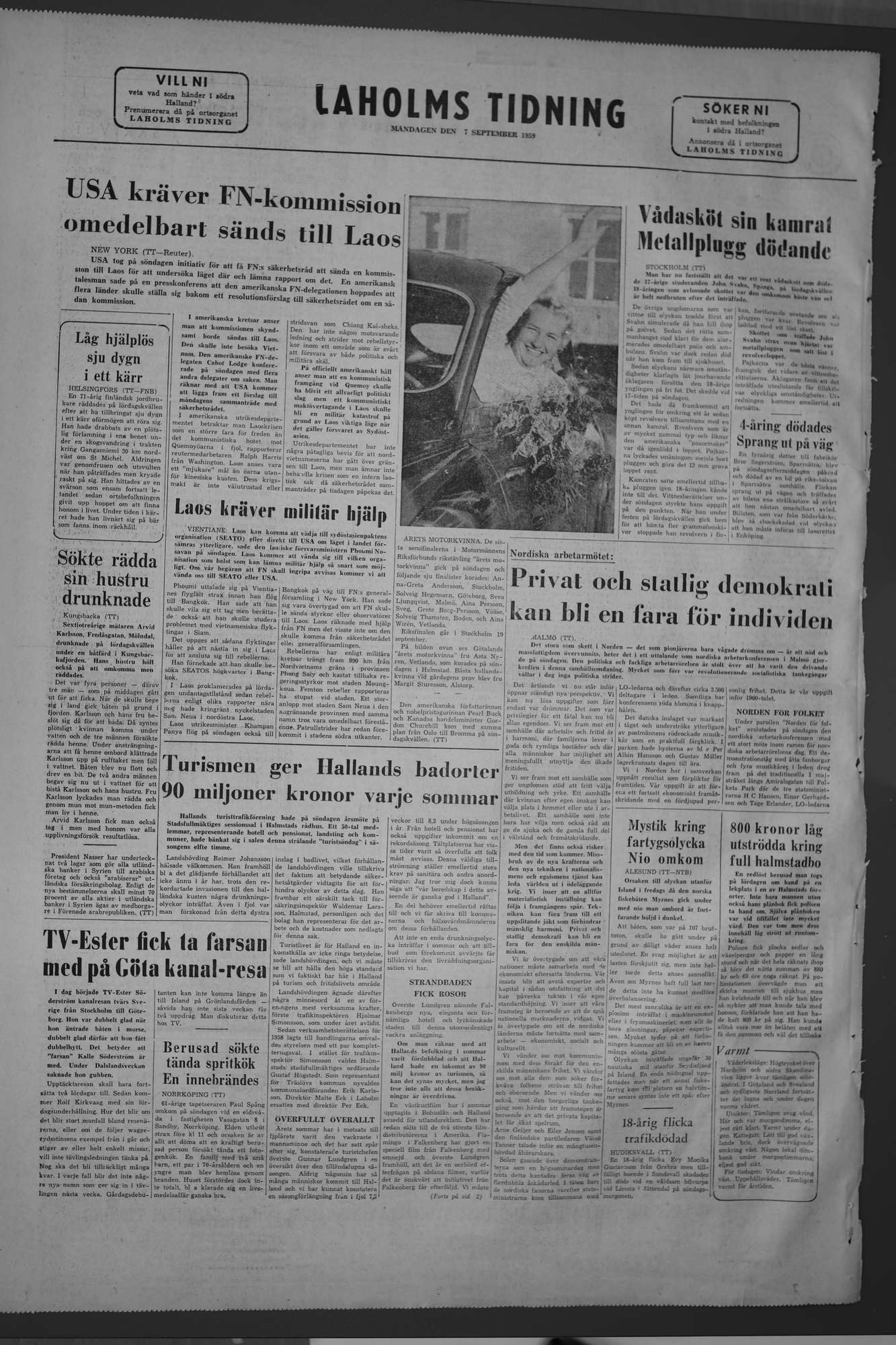 Laholms Tidning Måndag 7 september 1959, sida 6