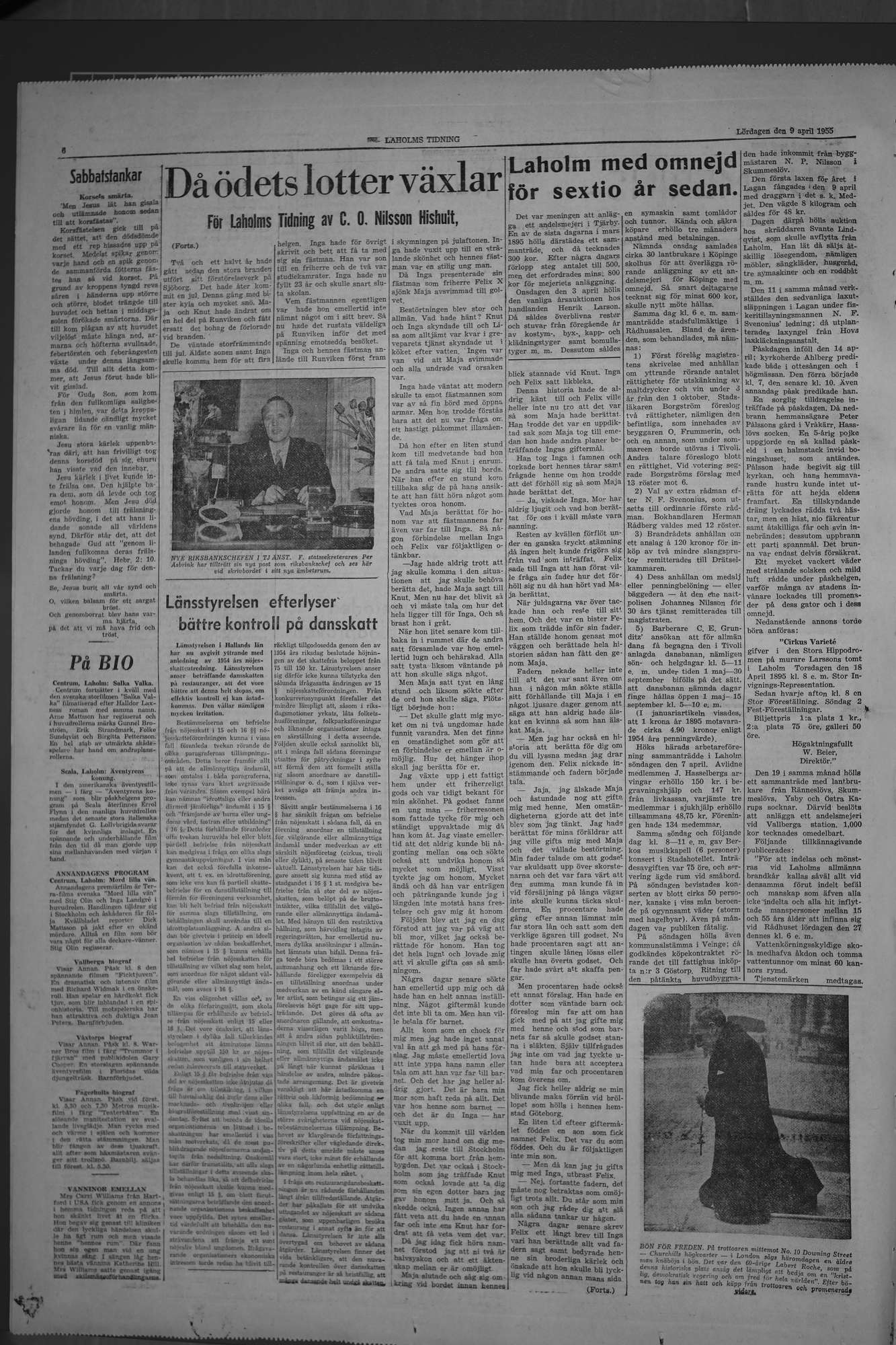 Laholms Tidning Lördag 9 april 1955, sida 6