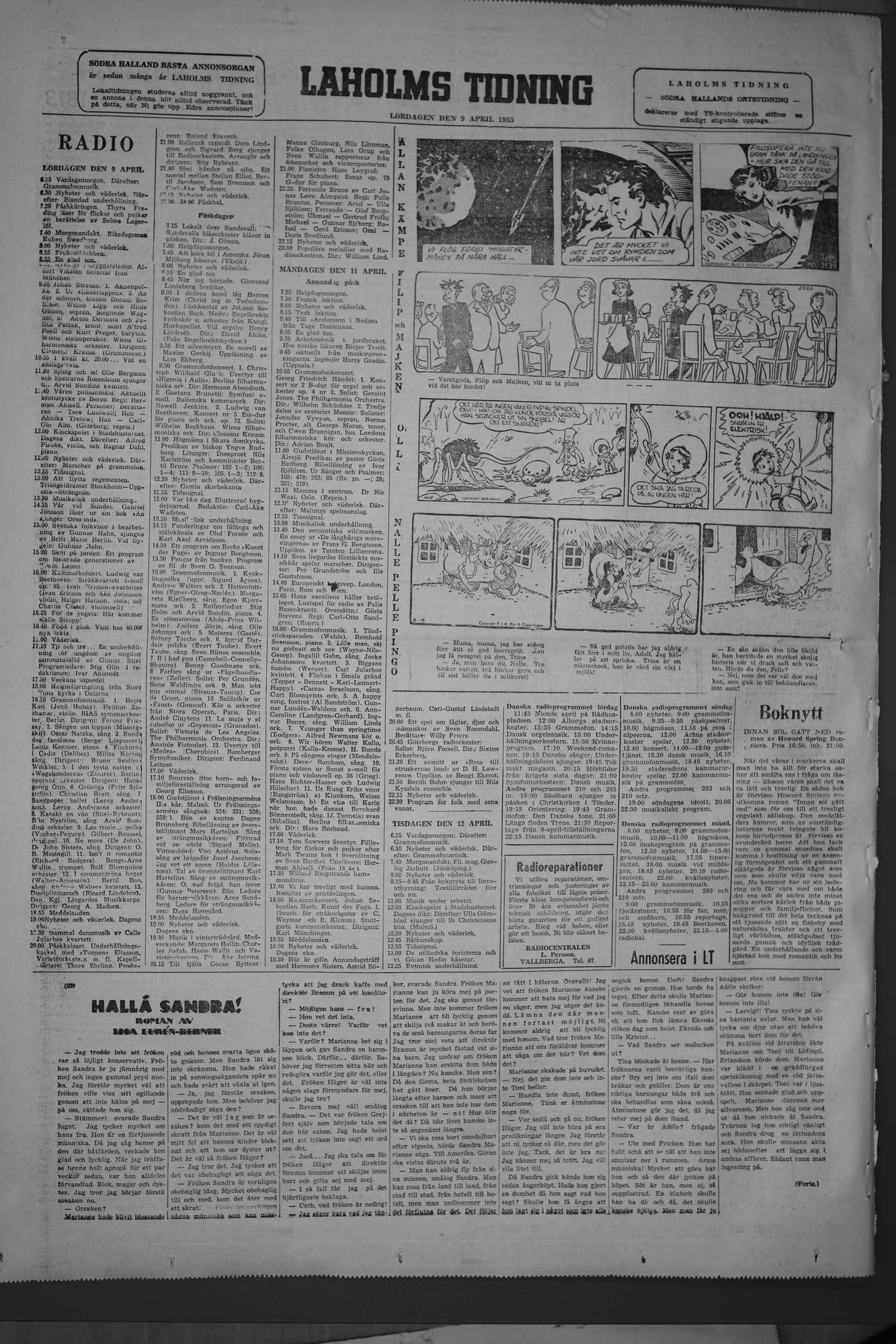 Laholms Tidning Lördag 9 april 1955, sida 8