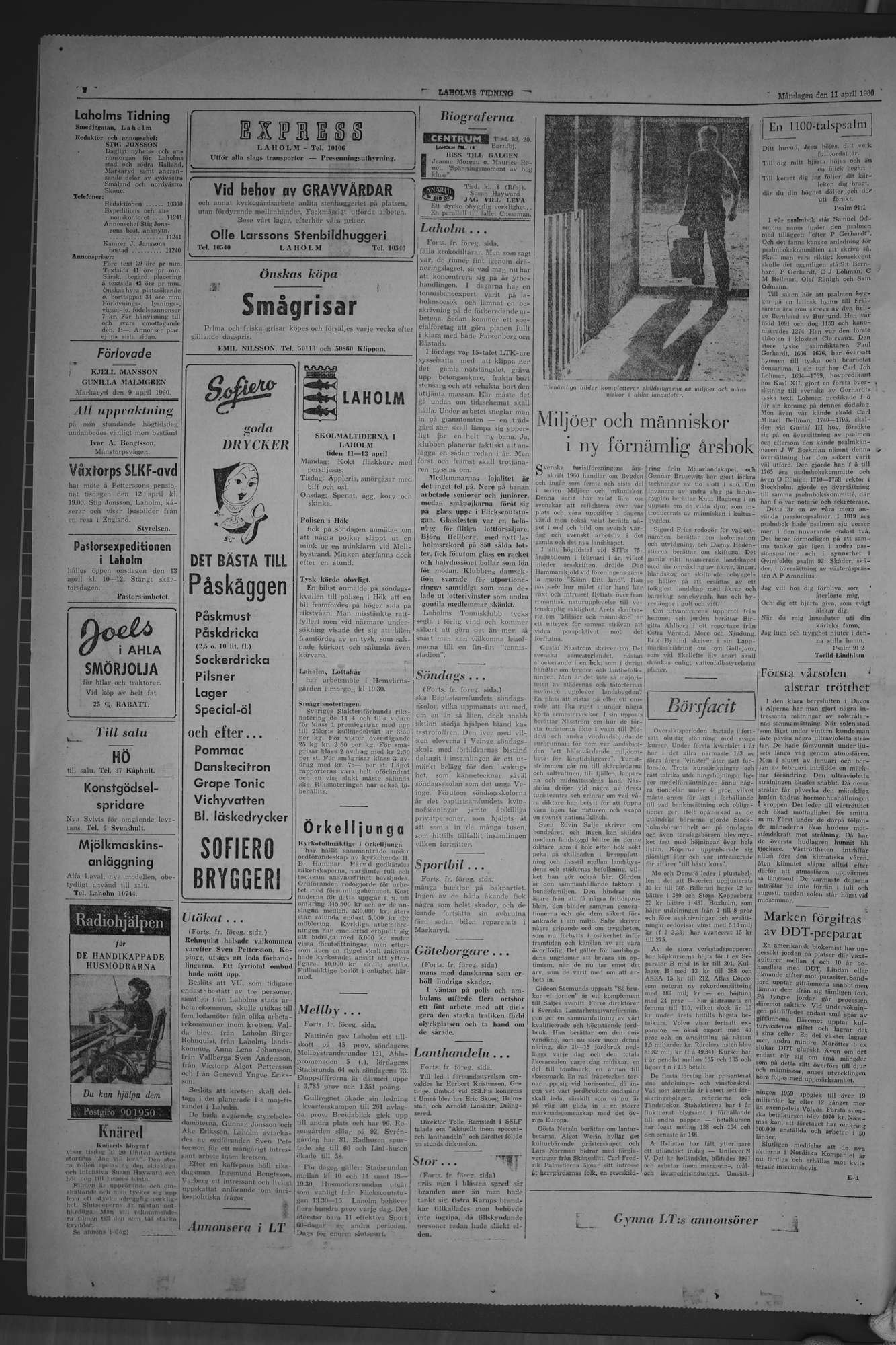 Laholms Tidning Måndag 11 april 1960, sida 2