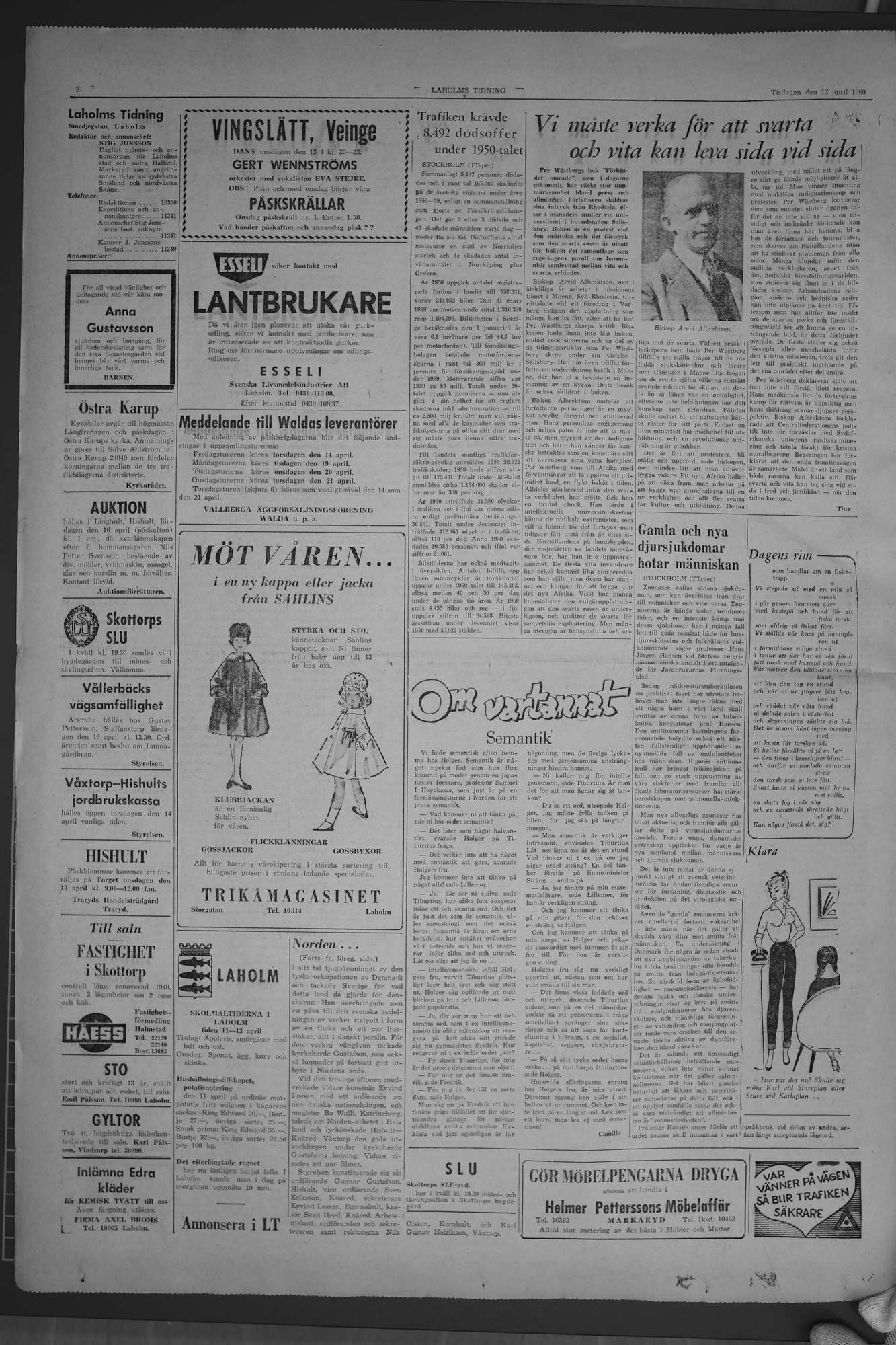 Laholms Tidning Tisdag 12 april 1960, sida 2