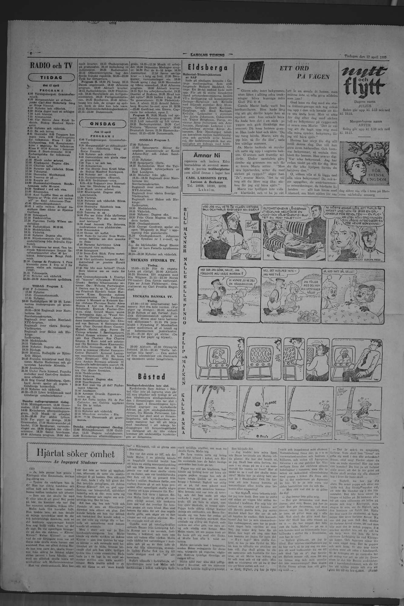 Laholms Tidning Tisdag 12 april 1960, sida 6